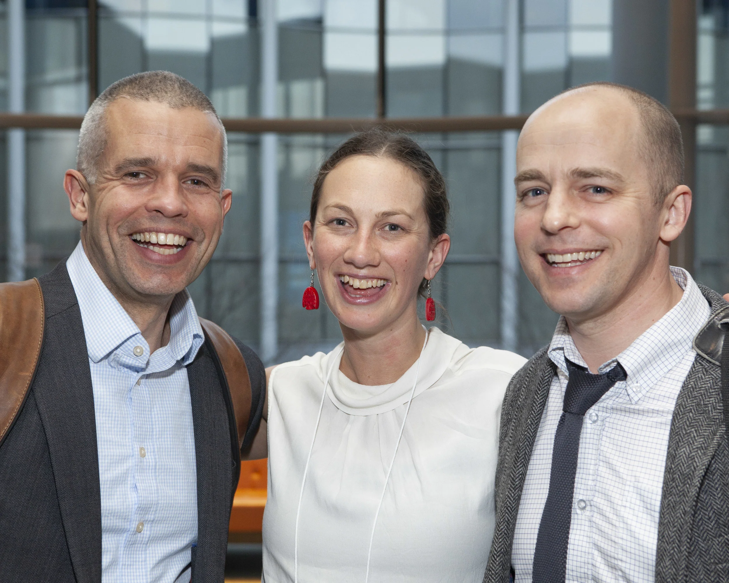 From left to right: Peter Boyd, CBEY Executive Fellow and Tsai CITY Mentor in Residence; Cass Walker Harvey, CBEY and Tsai CITY Program Director for Social Entrepreneurship; Kyle Jensen, Shanna and Eric Bass ’05 Director of Entrepreneurial Programs at the School of Management Program on Entrepreneurship