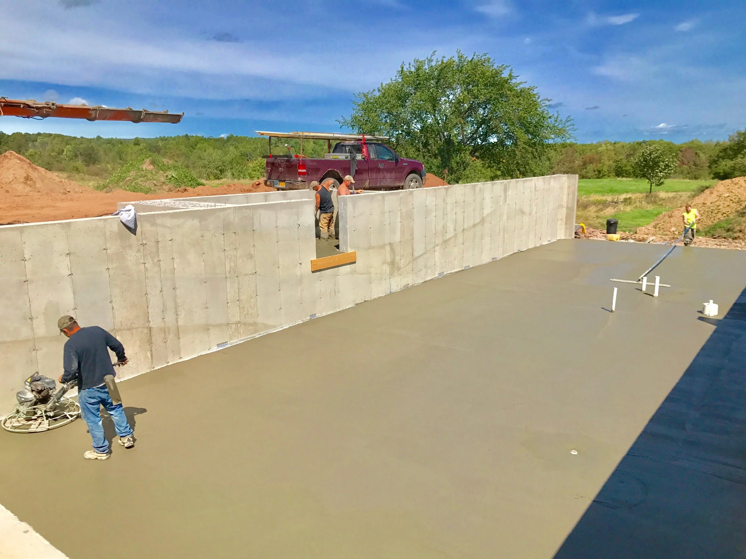 Concrete slab placed and finished. 