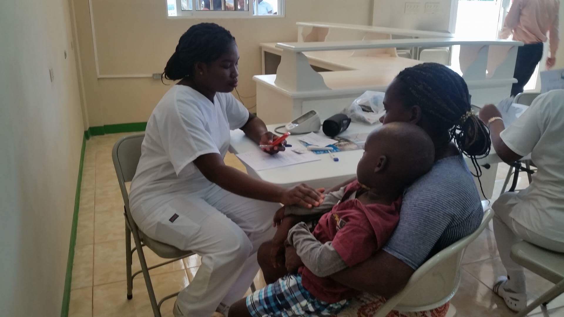  A young child receives medical care at the newly opened CHIDA Hospital in Cap Haitien, Haiti 
