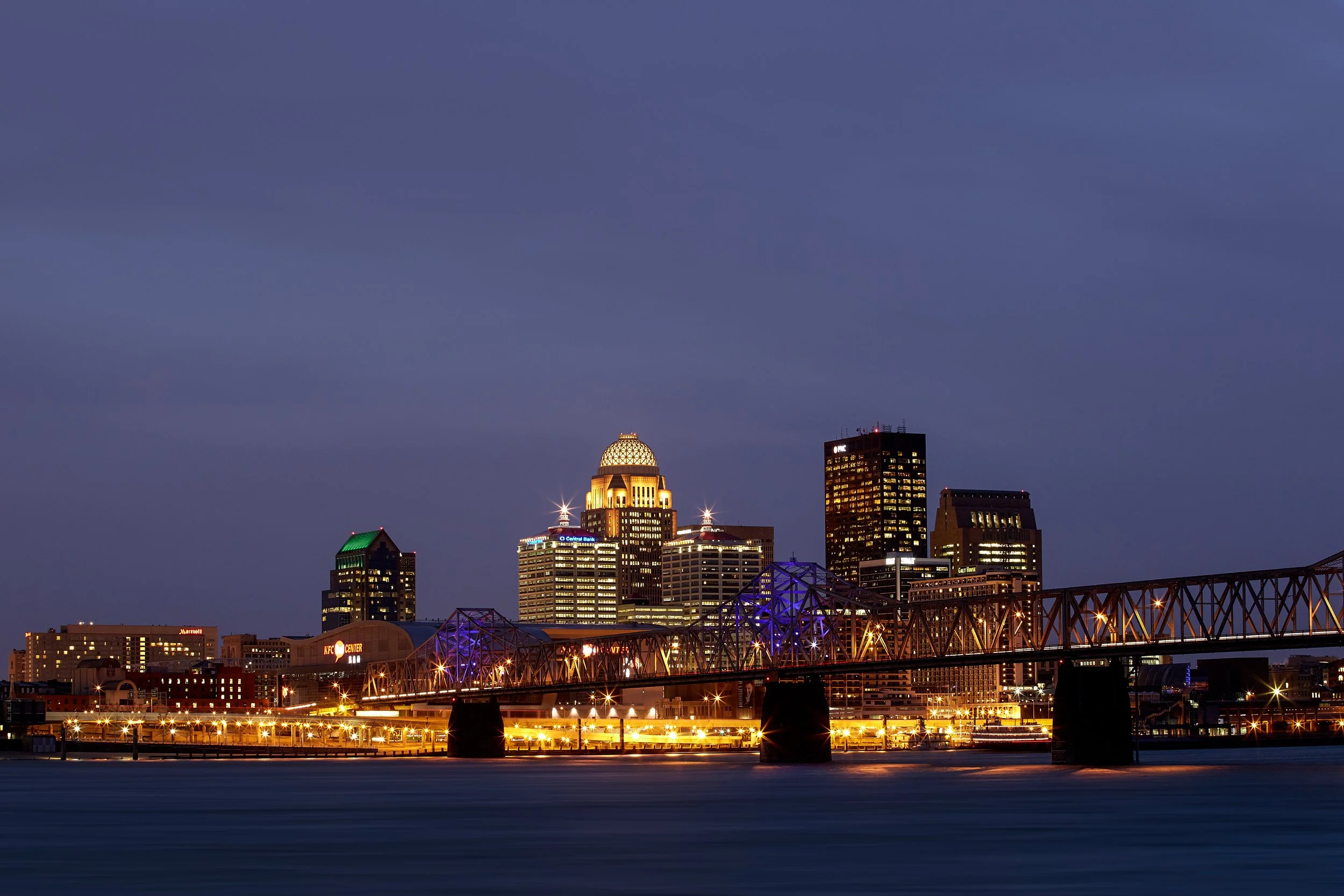 The Louisville skyline at blue hour, Kentucky, by Ryan L. Smith