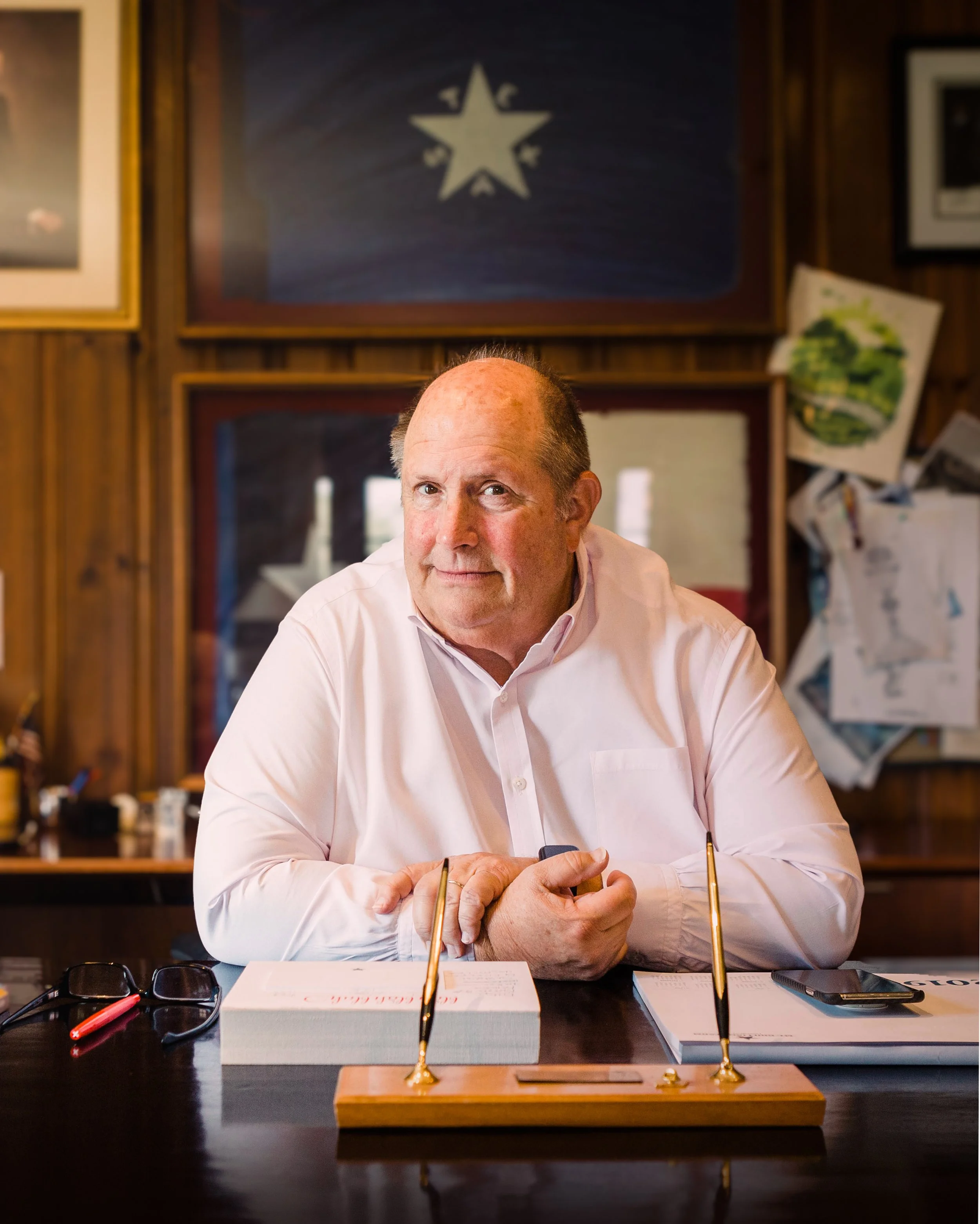 Greg Goodman, owner of Mt. Brilliant Farm, portrait at his desk