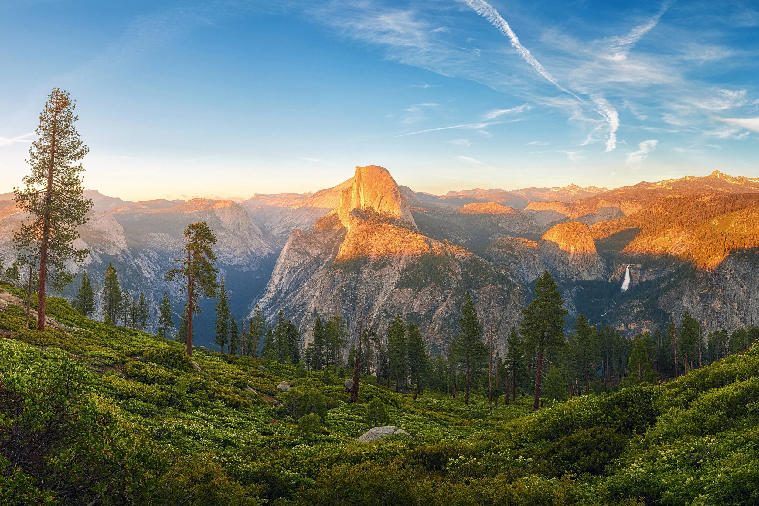 Sunset over Half Dome and the high country seen from Glacier Point, Yosemite National Park, California, by Ryan L. Smith