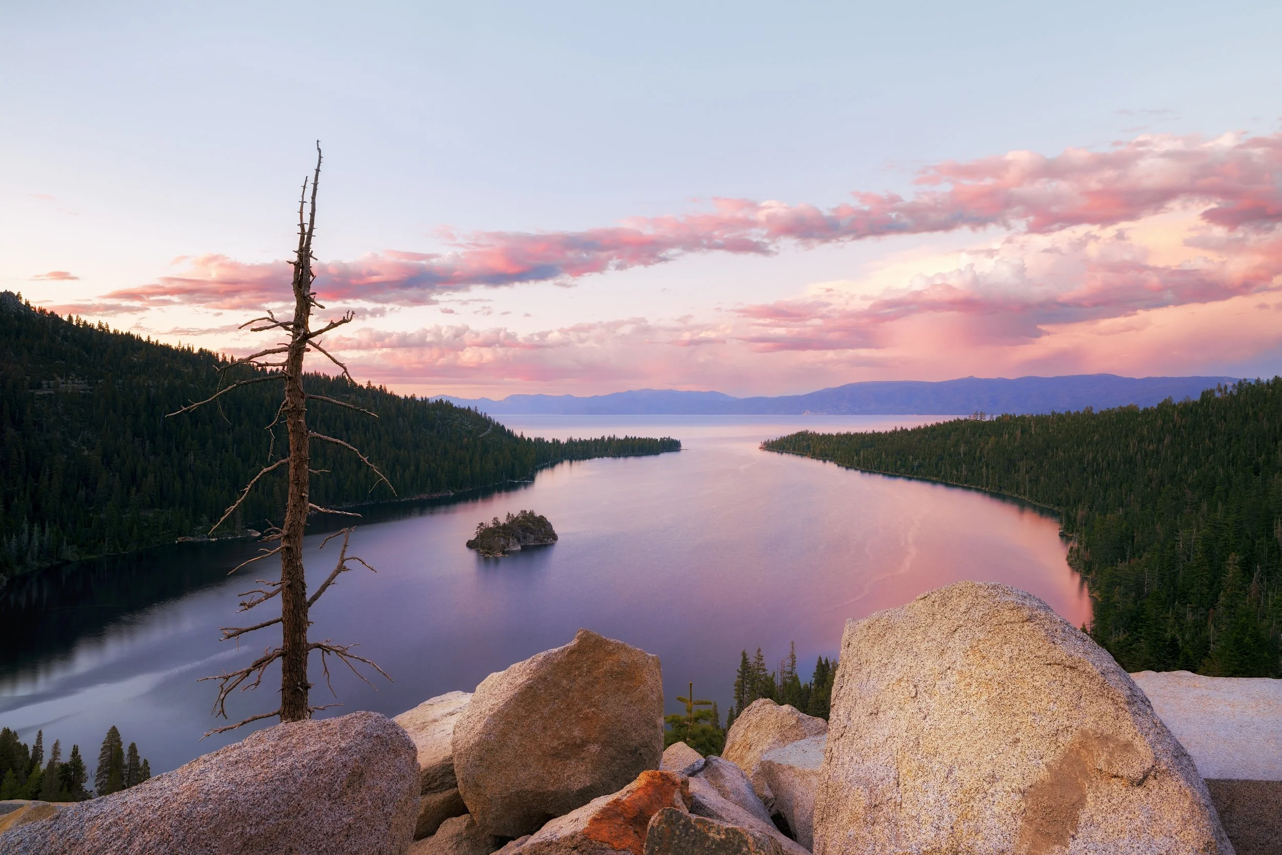 Sunset over Emerald Bay and Fannette Island at Lake Tahoe, California, by Ryan L. Smith