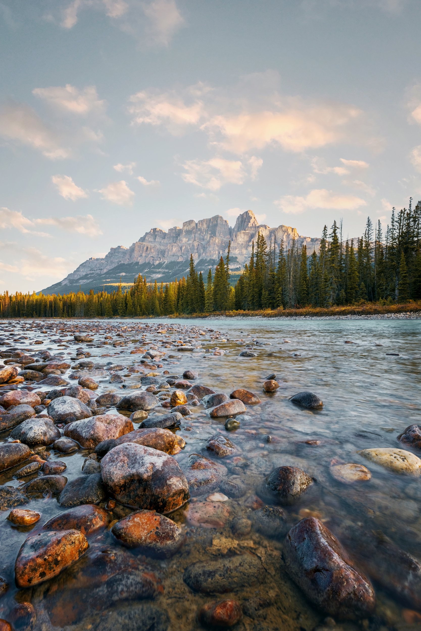 First light on the cliffs of Castle Mountain in the Canadian Rockies, Banff National Park, Alberta, by Ryan L. Smith