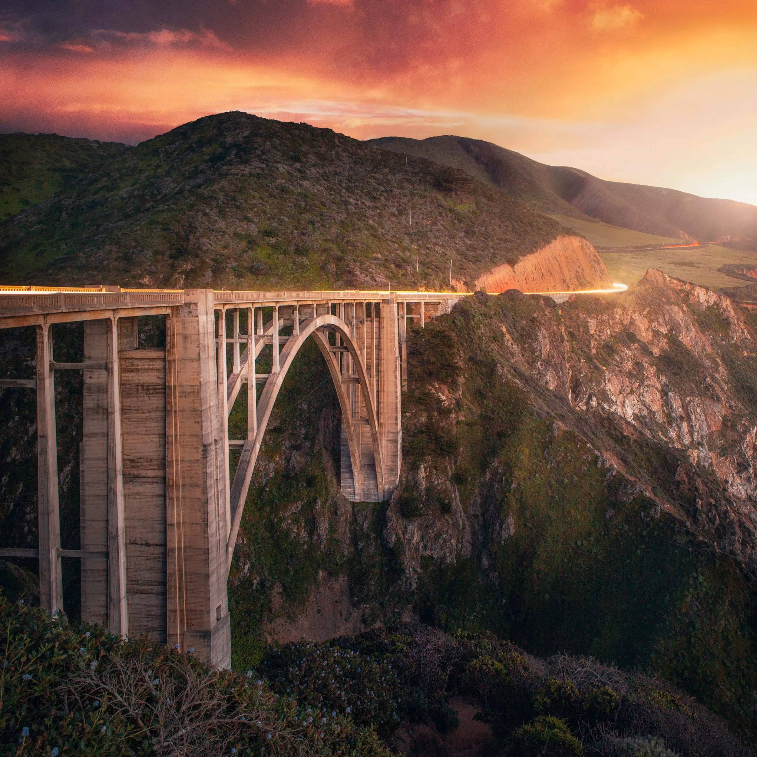Sunset over Bixby Bridge on the Big Sur coast, California, by Ryan L. Smith