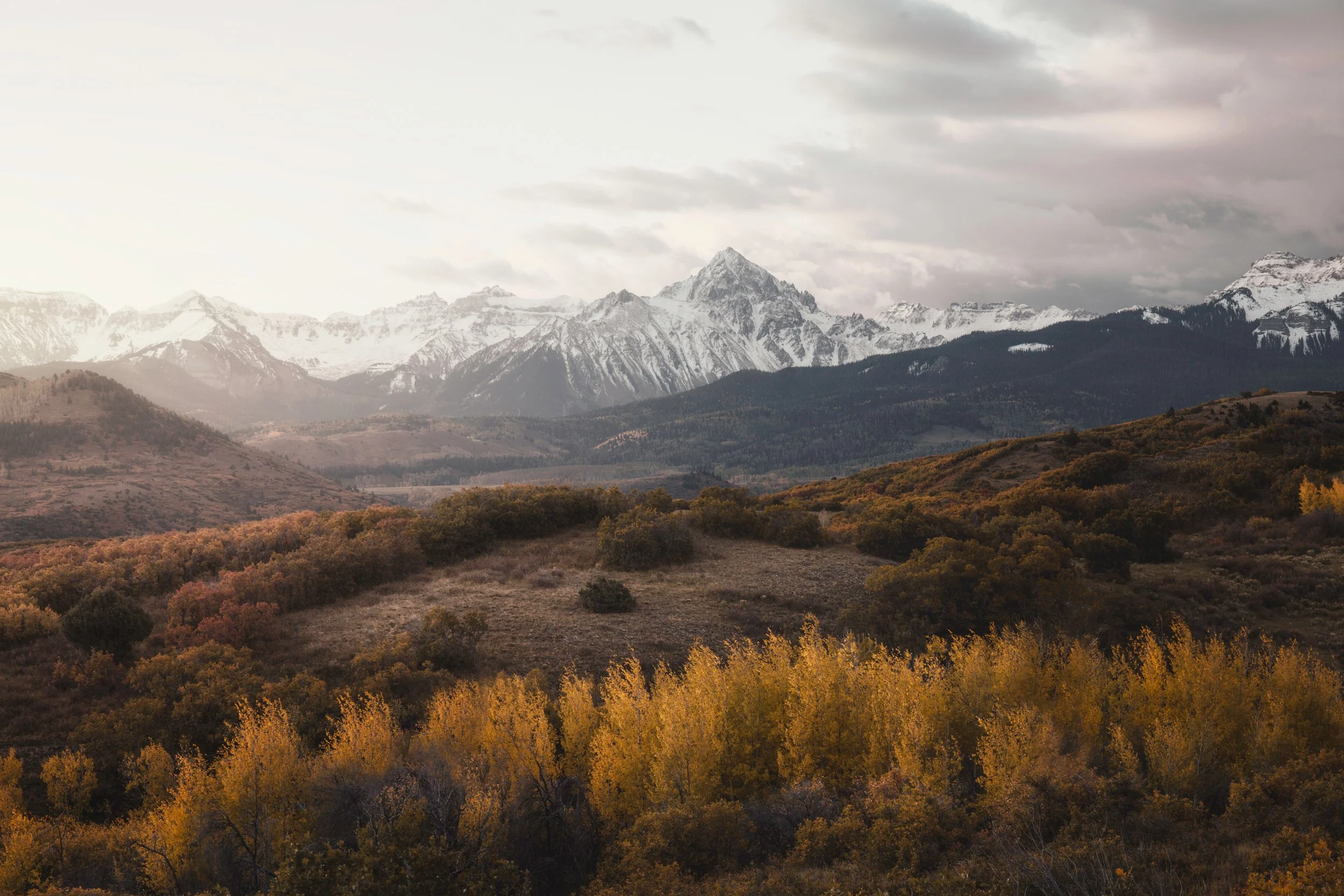 Sunrise light on the San Juan Mountains from Dallas Divide, Colorado, by Ryan L. Smith