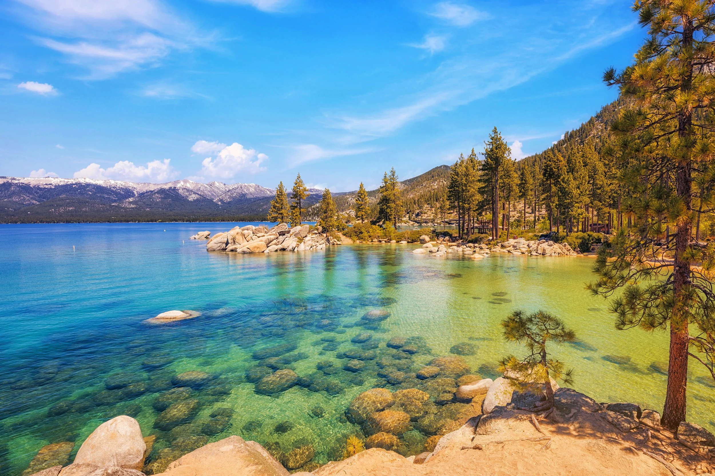 Clear turquoise water and granite boulders at Sand Harbor, Lake Tahoe, Nevada, by Ryan L. Smith