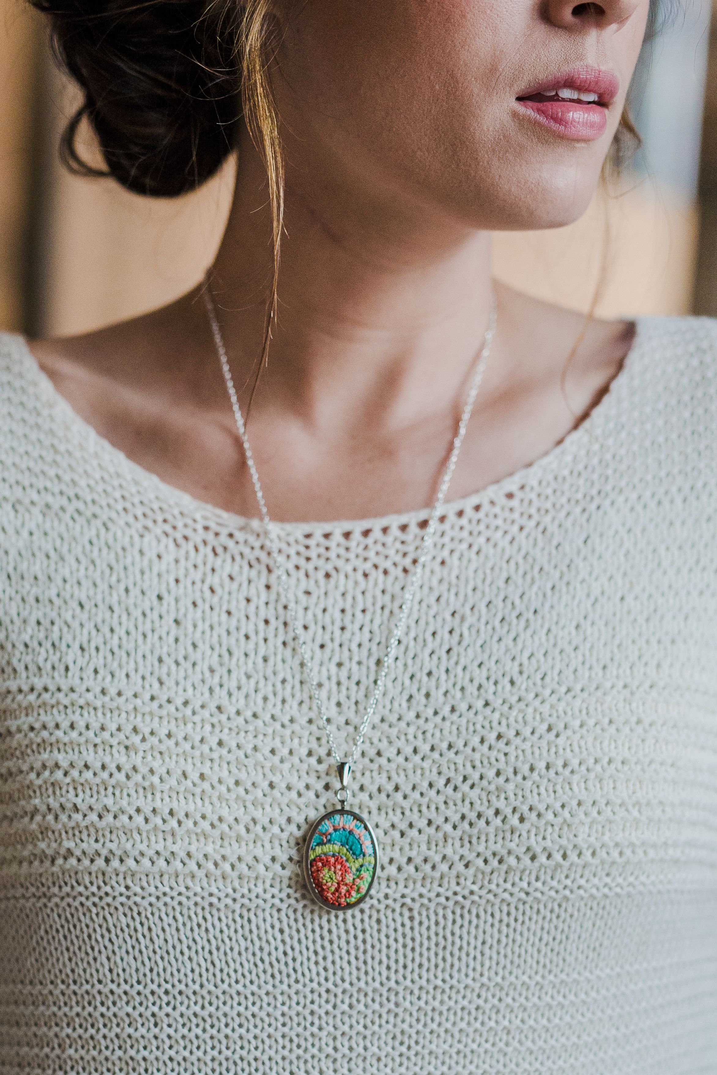 Fiber Art Pendant Wearable Art