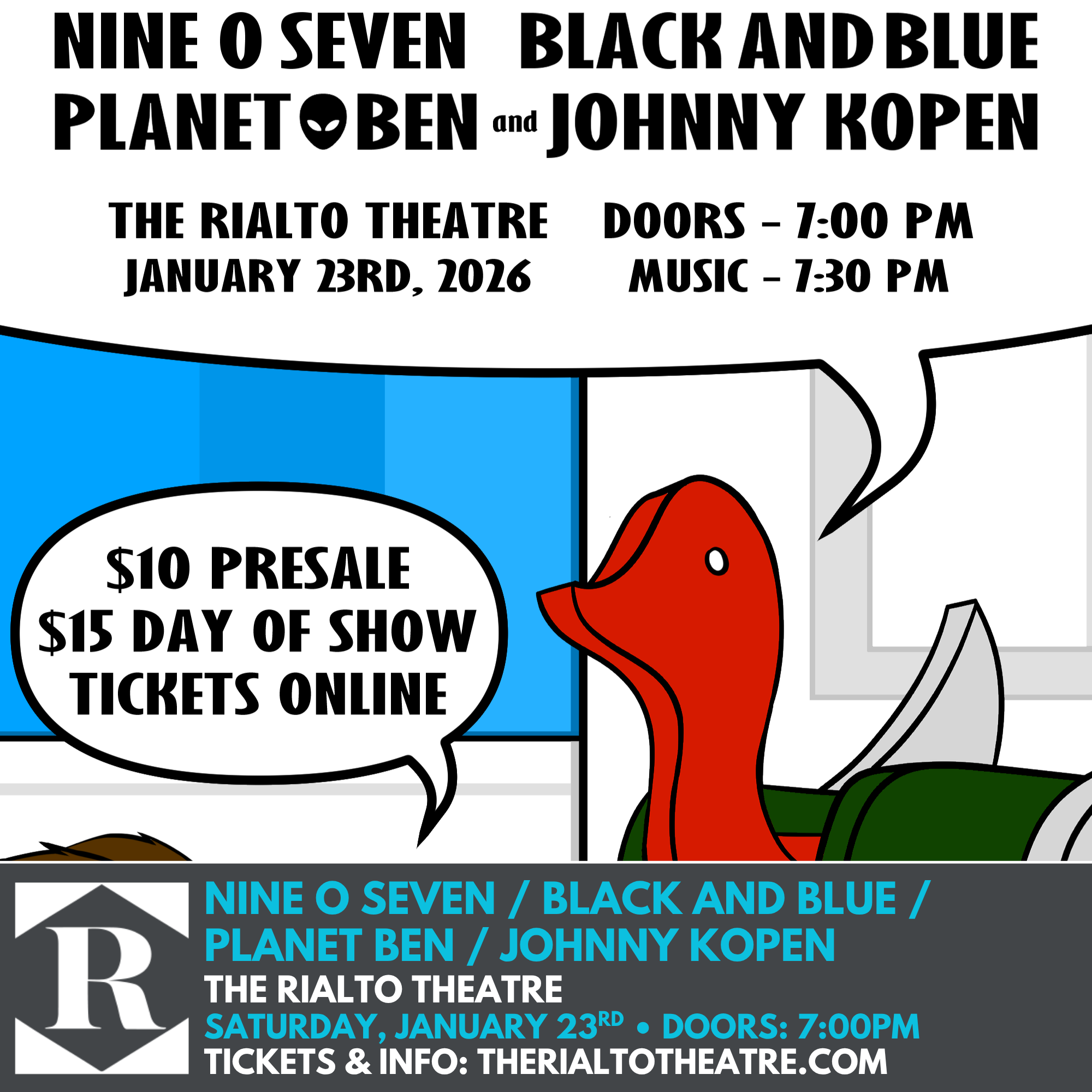 Nine O Seven / Black and Blue / Planet Ben / Johnny Kopen - 01/23/2026