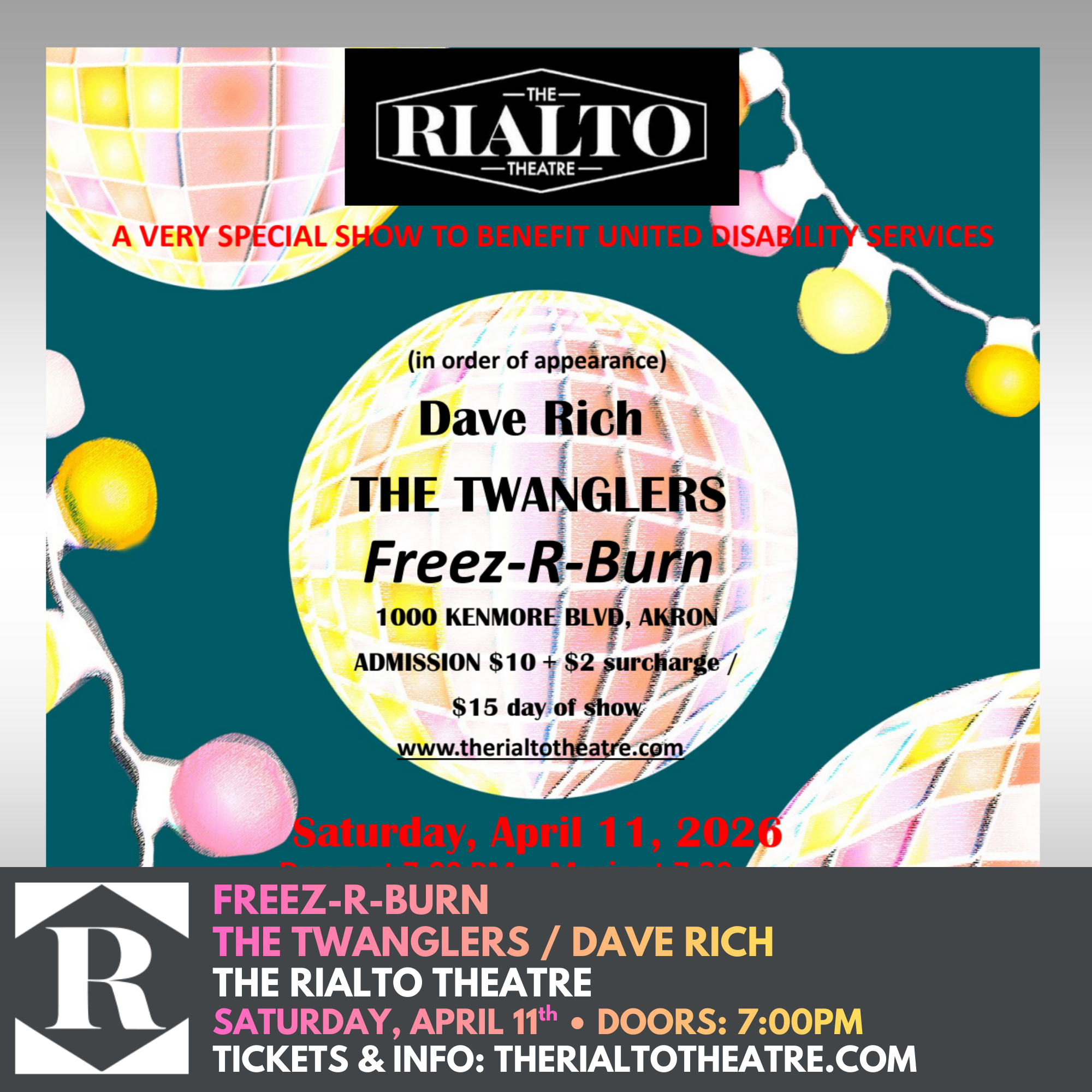 A Benefit Concert for UDS Ft. Freez-R-Burn / The Twanglers / Dave Rich - 04/11/2026