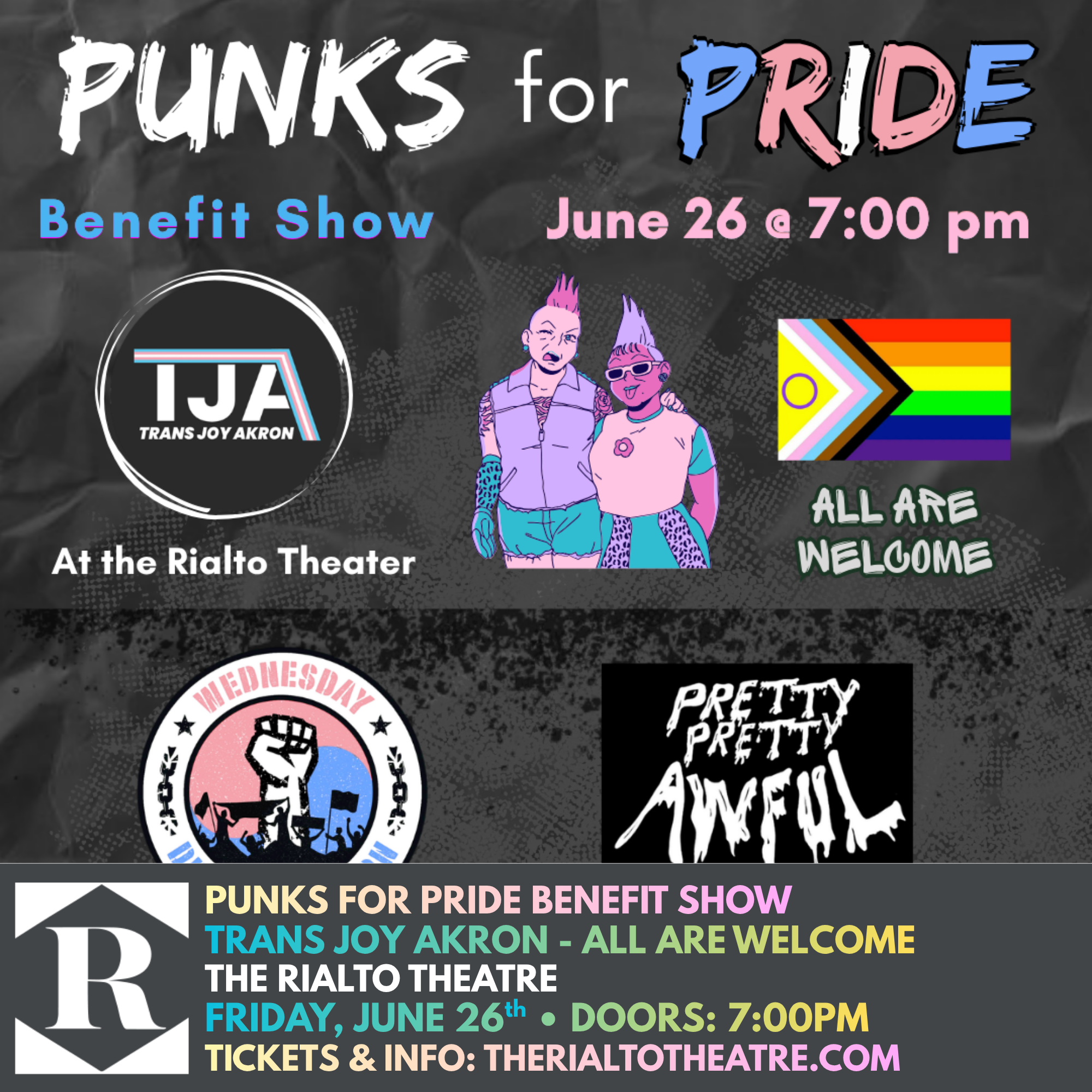 PUNKS FOR PRIDE BENEFIT SHOW Wednesday Demonstration / Pretty Pretty Awful / The Eeries / Gosinicc / Skeleton Drive / Girl in The Shade - 06/26/2026