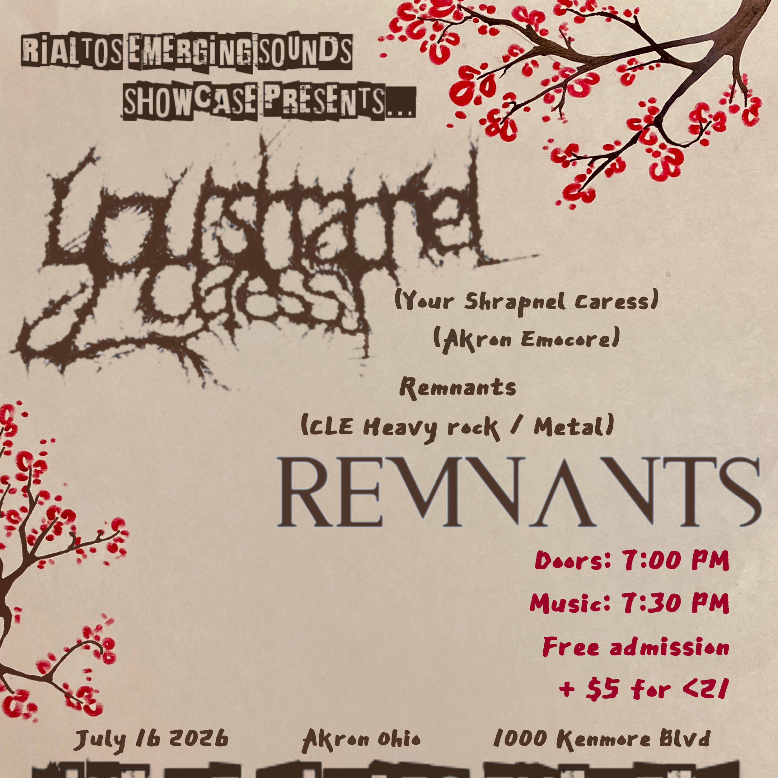 Emerging Sounds Ft. Your Shrapnel Caress / Remnants - 07/16/2026 