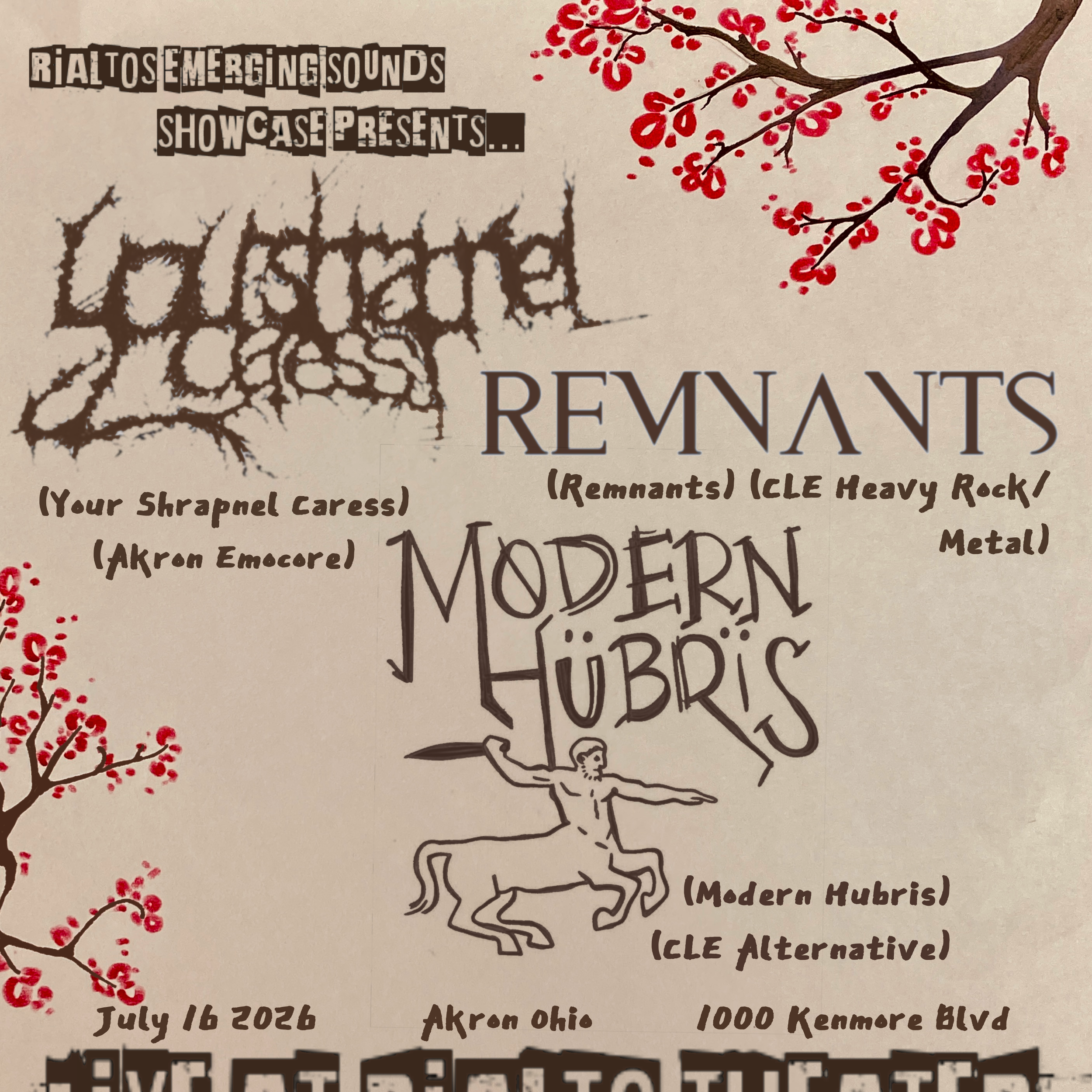 Emerging Sounds Ft. Your Shrapnel Caress / Remnants / Modern Hubris - 07/16/2026 