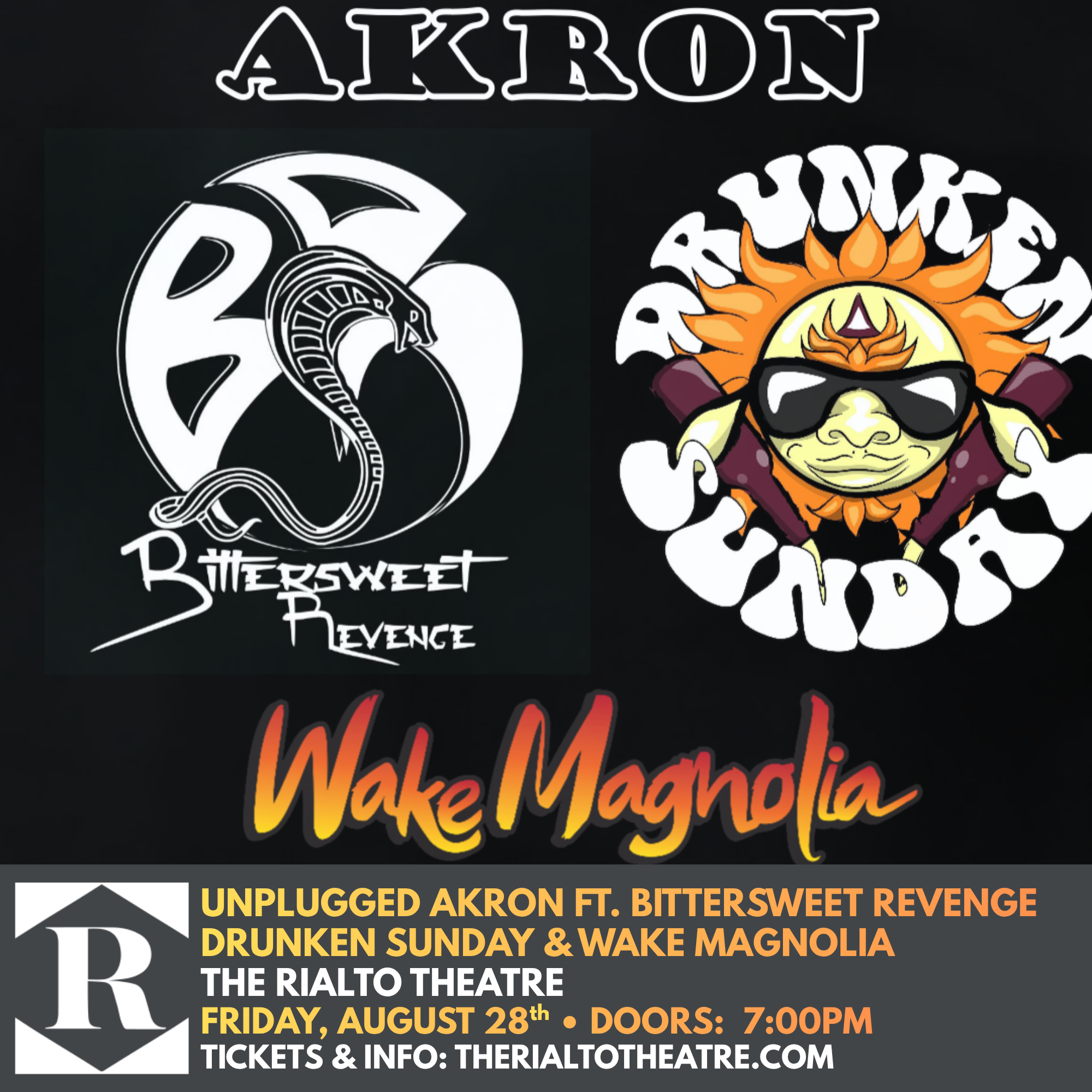 UNPLUGGED AKRON BITTERSWEET REVENGE / DRUNKEN SUNDAY / WAKE MAGNOLIA - 08/28/2026 