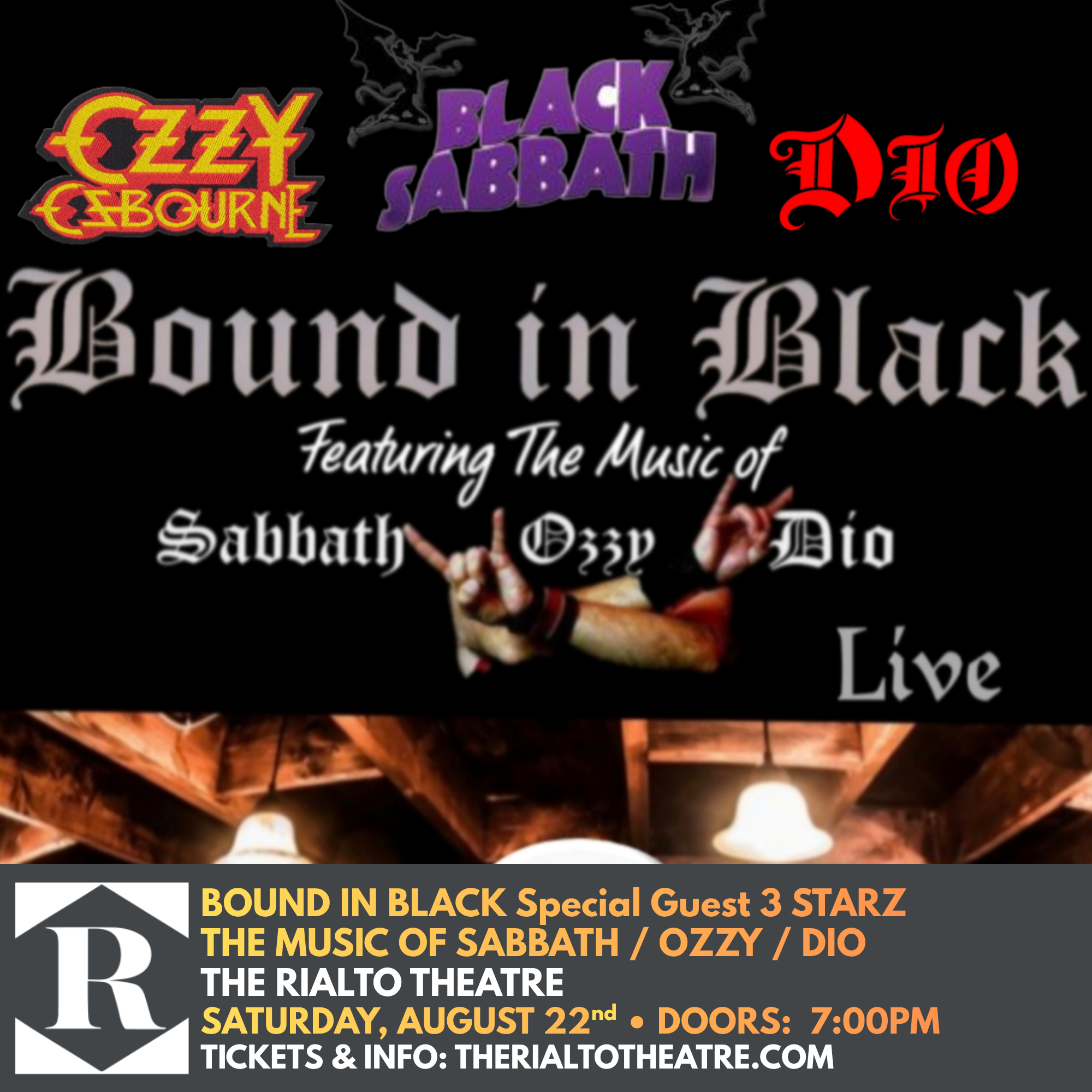 BOUND in BLACK Ft. The Music of Sabbath / Ozzy / Dio W/ Special Guests 3 STARZ - 08/22/2026 