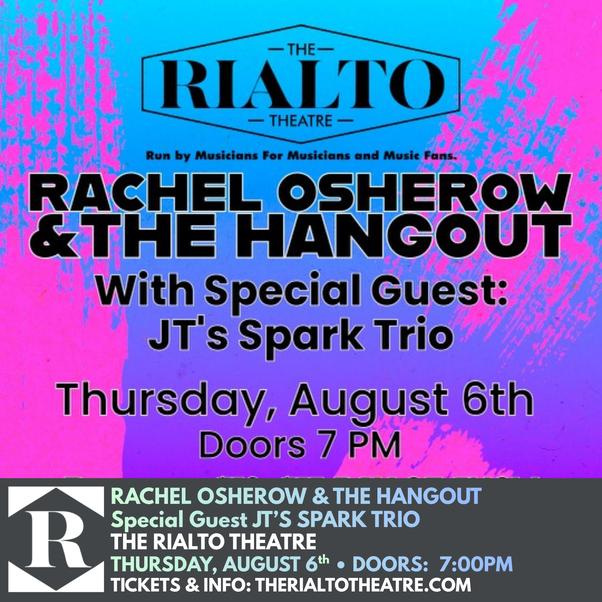 Rachel Osherow &amp; The Hangout w/ Special Guest JT’s Spark Trio - 08/06/2026 