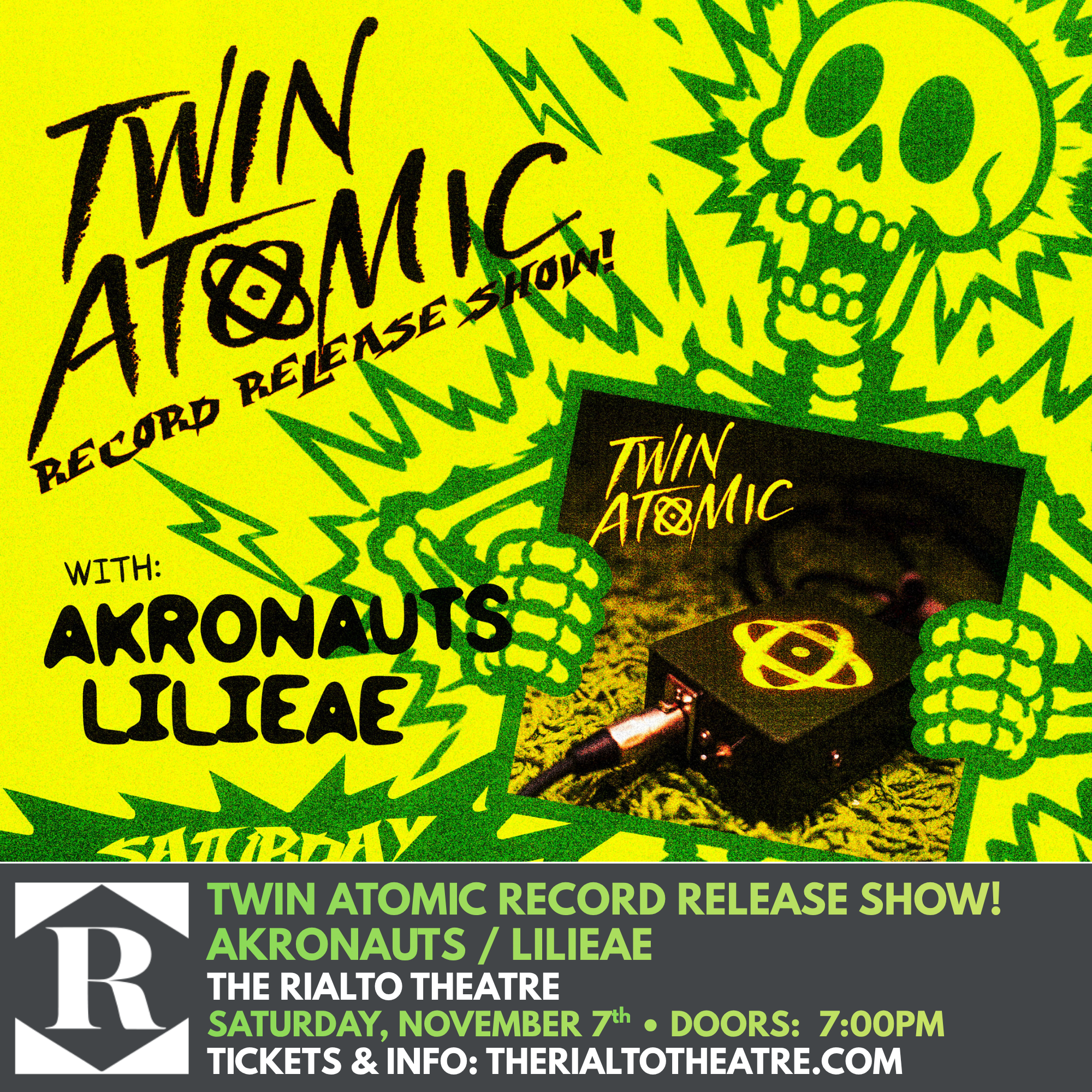 Twin Atomic Record Release Show!  With Akronauts / Lilieae - 11/07/2026 