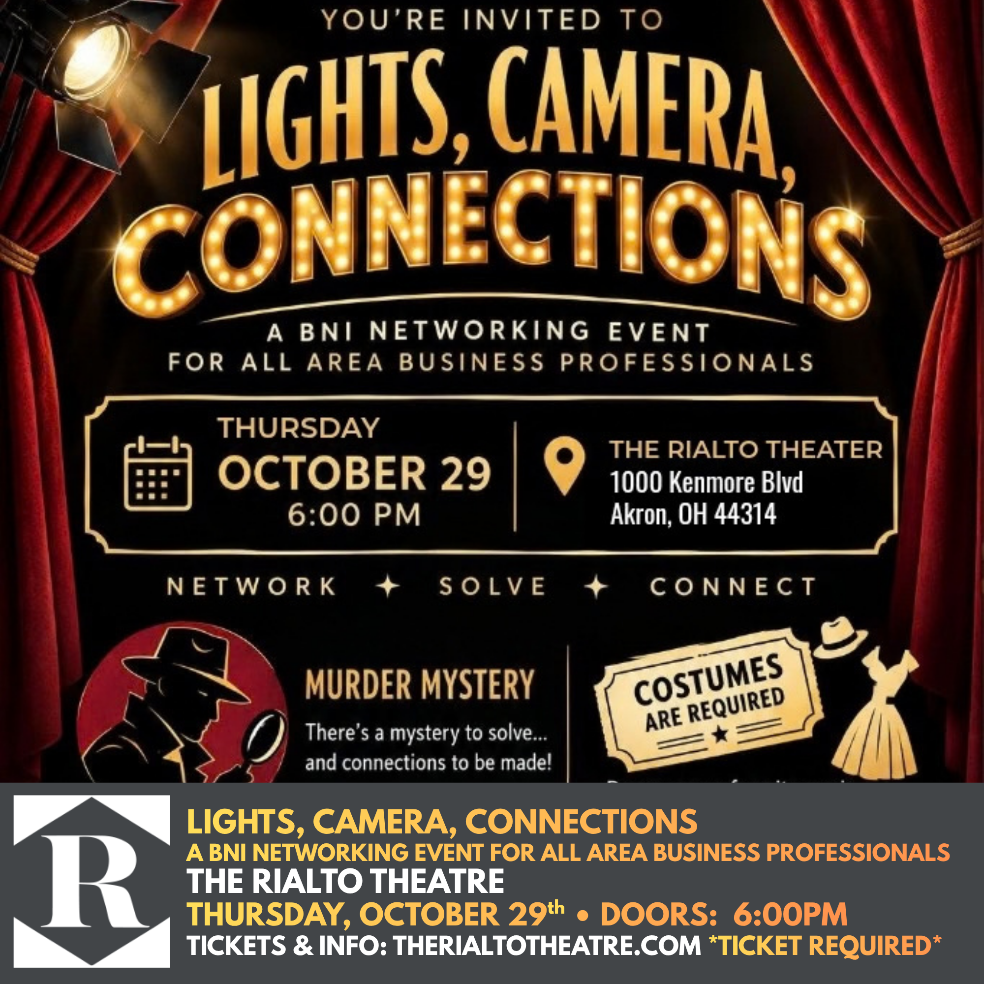 LIGHTS, CAMERA, CONNECTIONS A BNI NETWORKING EVENT - 10/29/2026 