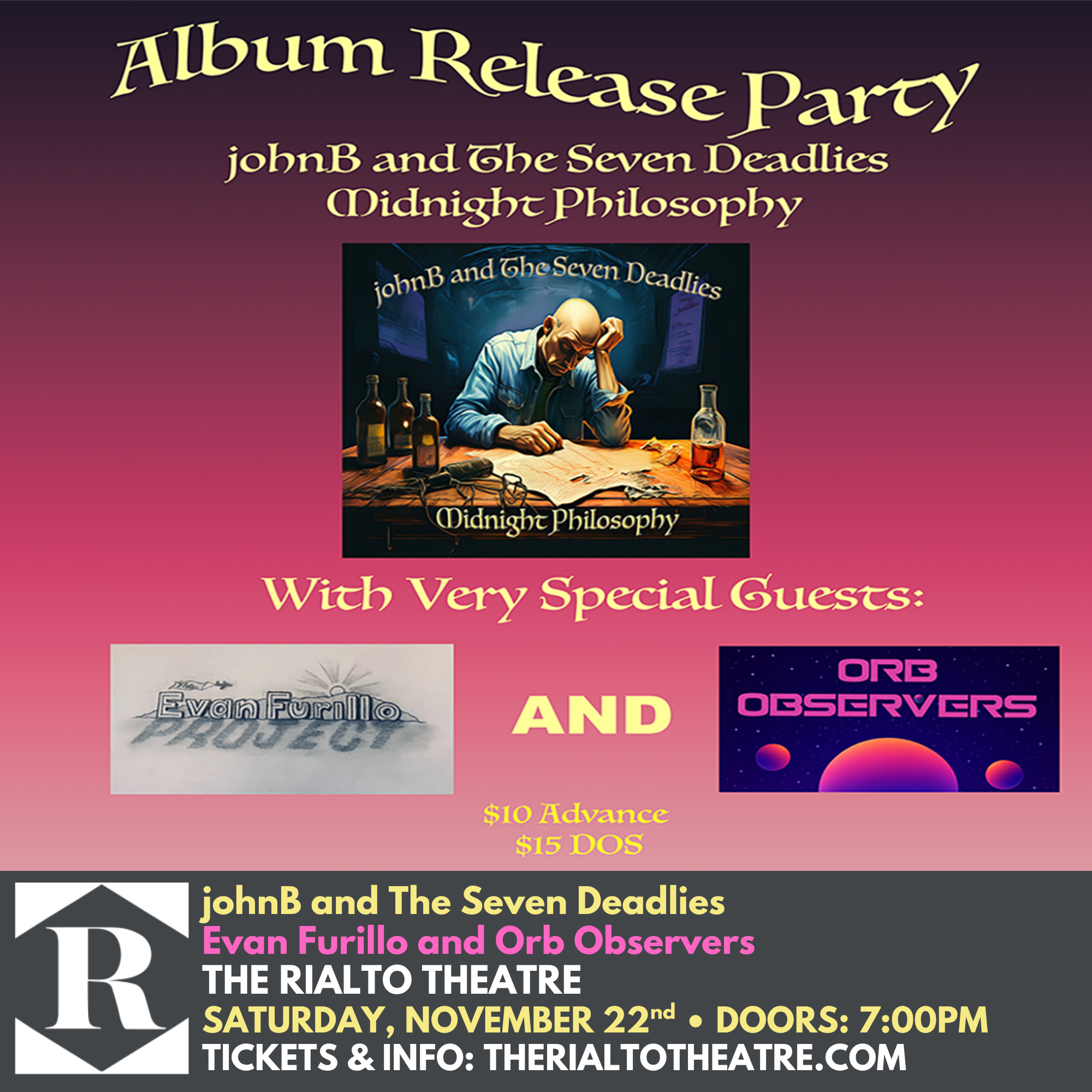 JOHNB AND THE SEVEN DEADLIES ALBUM RELEASE PARTY W/ EVAN FURILLO AND ORB OBSERVERS - 11/22/2025
