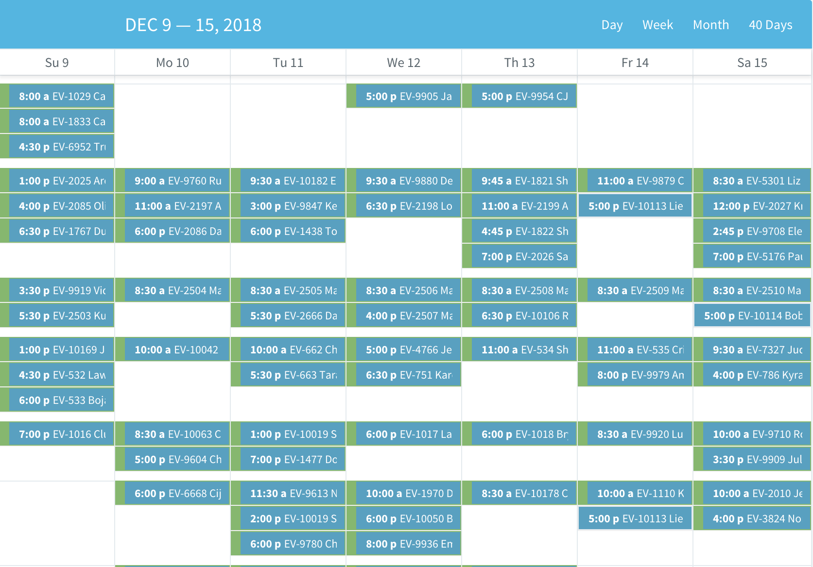 Here’s the view of one week in just half of our spaces!