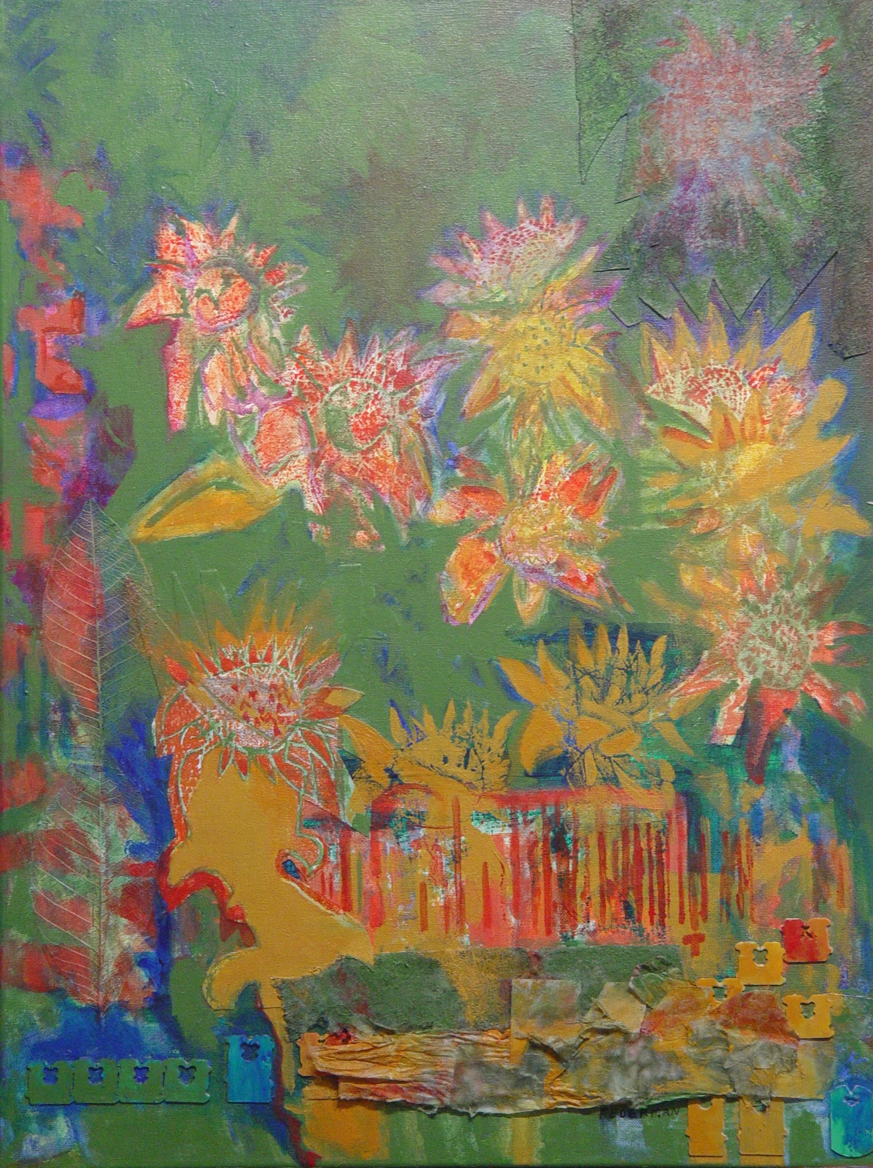 Herds along sunflowers