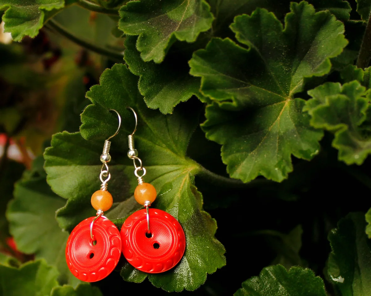 Red Button Button Too Earrings