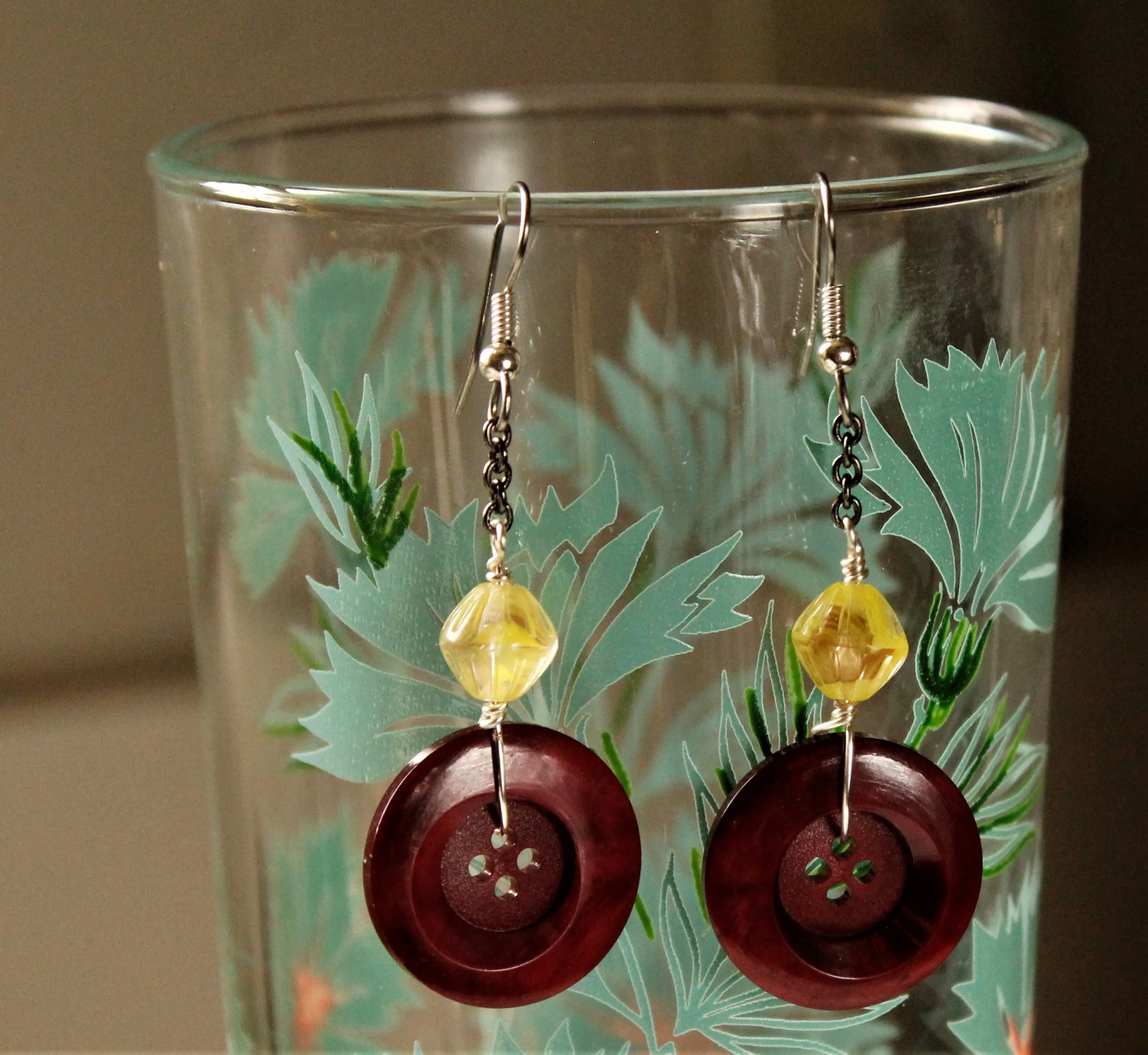 Button Button Maroon and Yellow