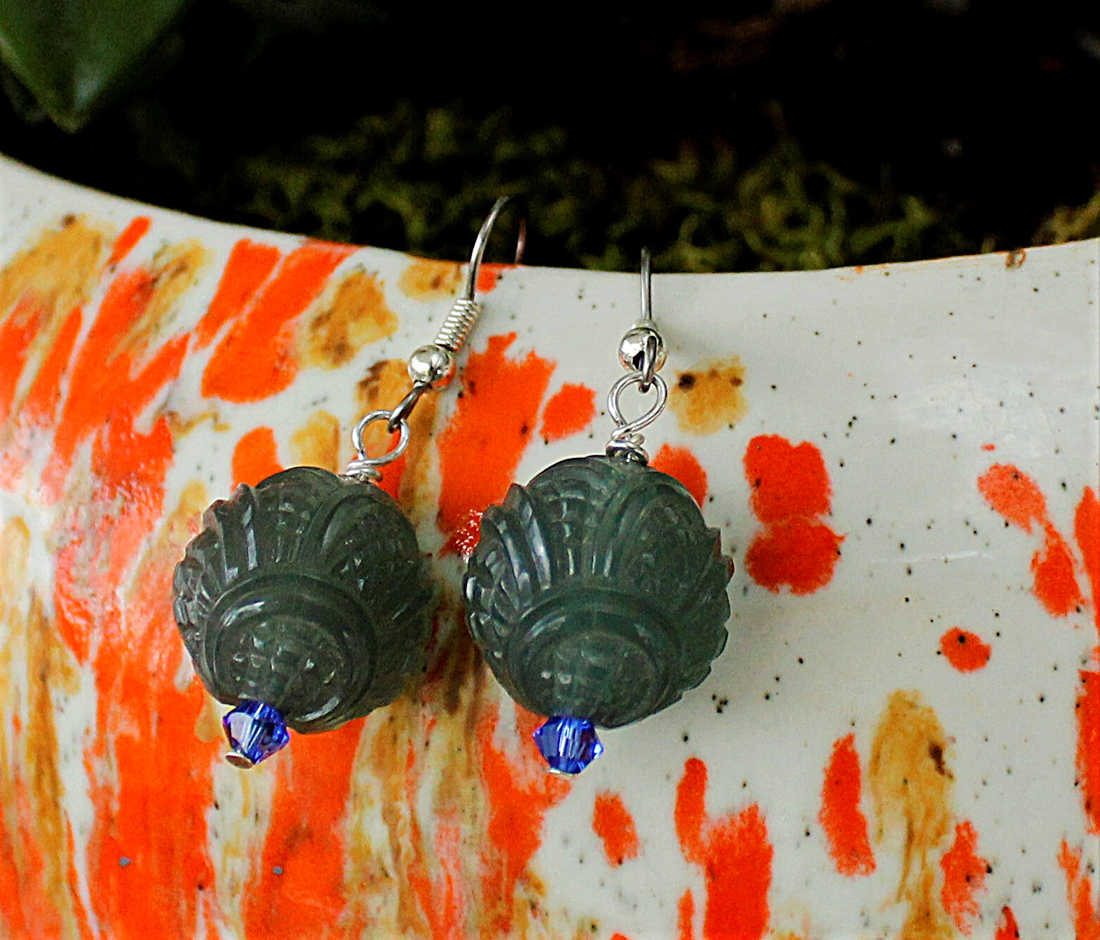 Carved Blues Earrings