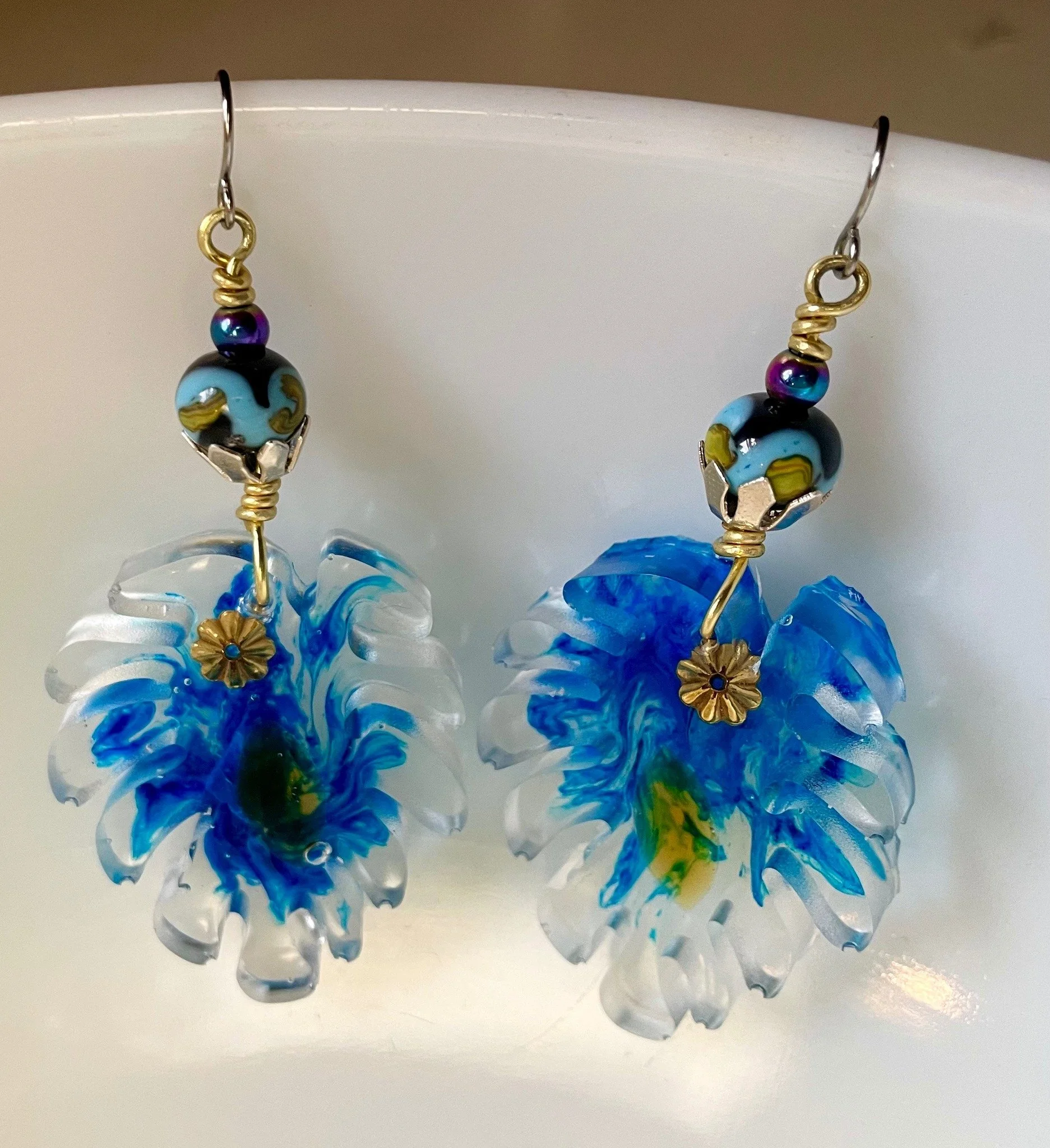 Leafy Epoxy Earrings