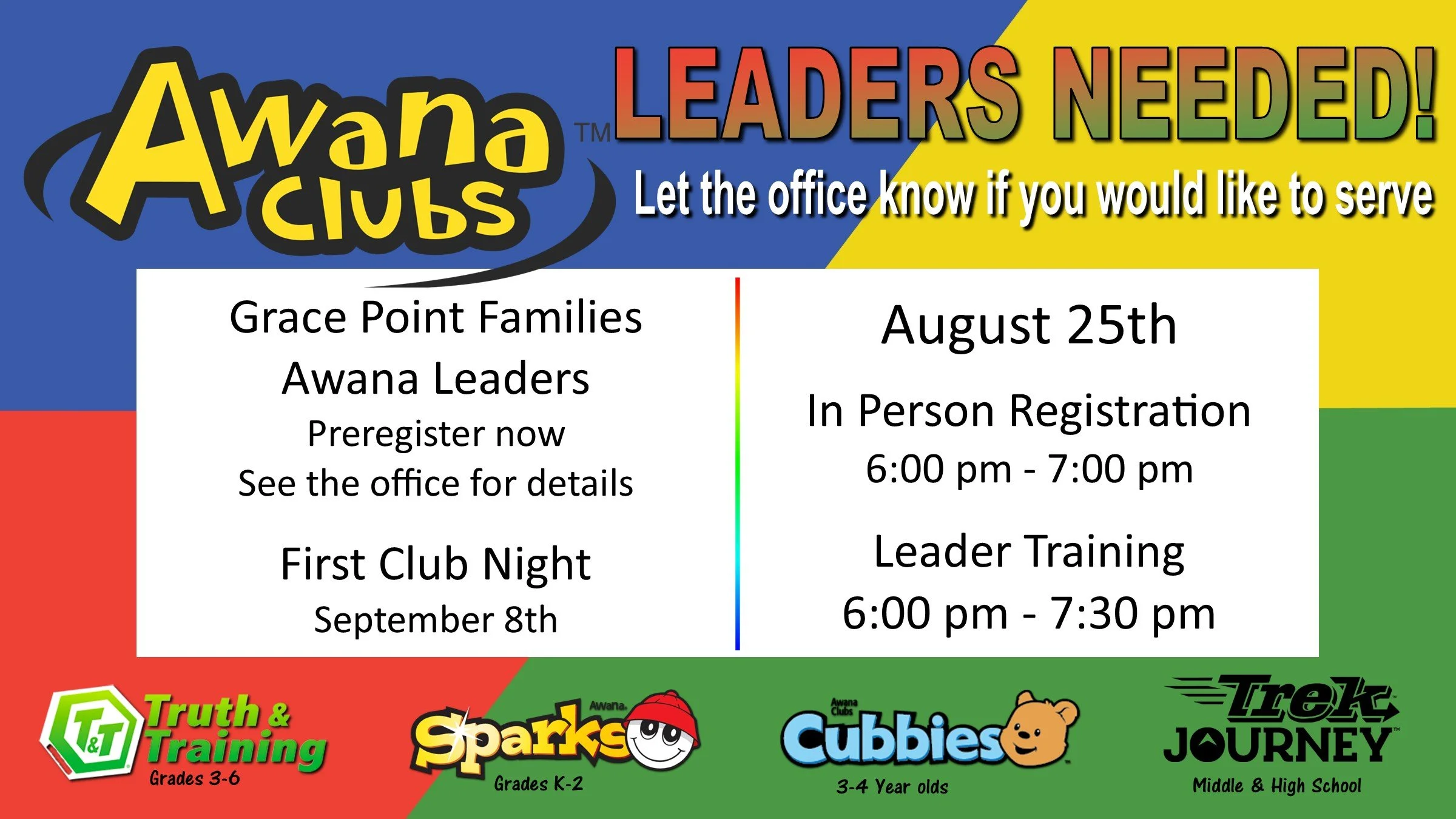 AWANA Registration & Leader Training Night