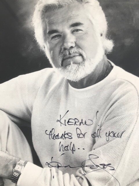 A treasured thank you card from Kenny Rogers for his first Irish tour