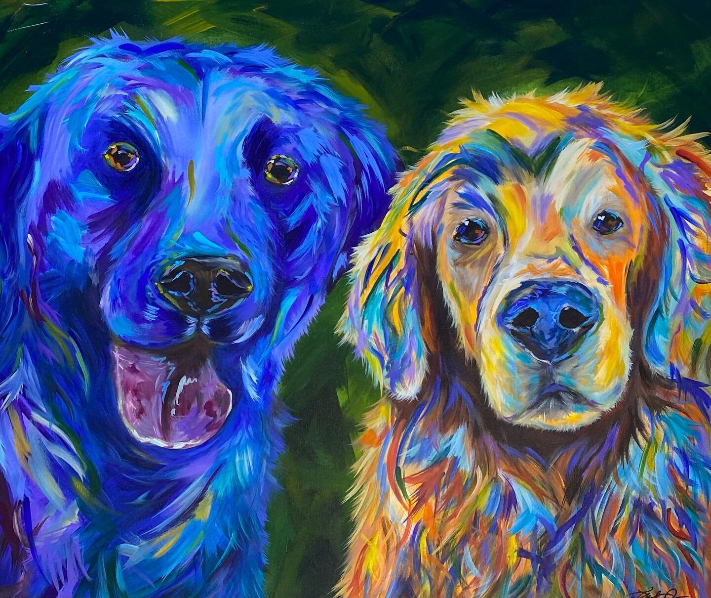 &ldquo;Rescued By Love&rdquo;. Fabulous name ! Thank you to these guy&rsquo;s DogMom for choosing me to paint your four legged family! #dogs #dogpainting #rescuedogsrule #rescuedog