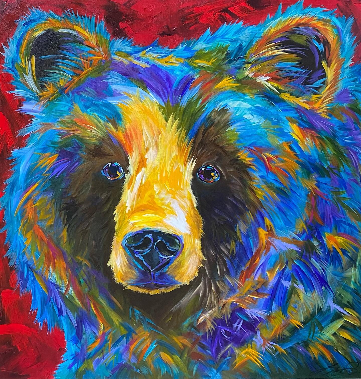 Awakened Hearts 36&rdquo;x 36&rdquo; #bears #artwork #painting #art #wildanimals #wildlifepainting #interiordesign #artcollector #contemporaryart #soulfulartist #vibrantart #lindaisrael #bearportrait  #bearpainting #bearartist