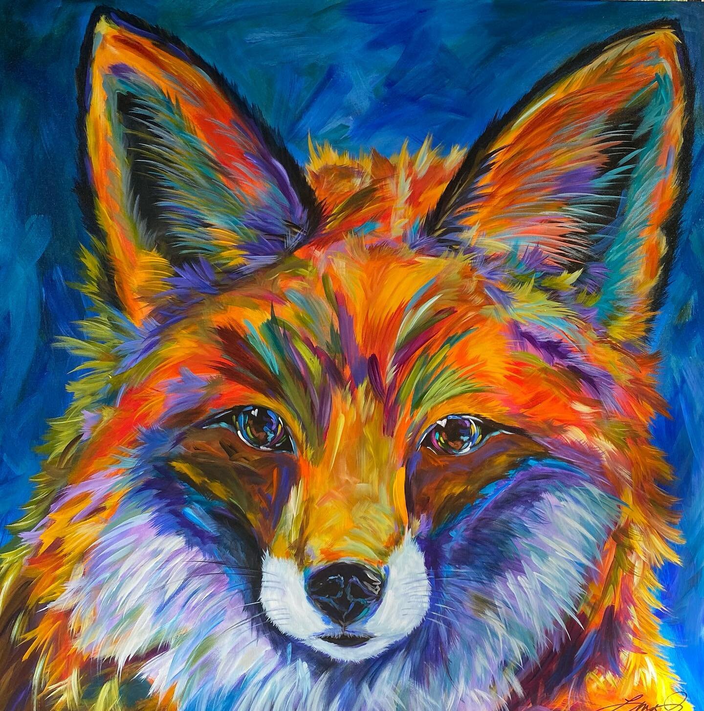 Joyful Fox 36&rdquo; x 36&rdquo;.
#lindaisrael #art #paintingfox #foxpainting  #foxart  #inspiringart #discoverwildlife #dailydoseofcolor #soulfulart #instaart #acrylicpainting