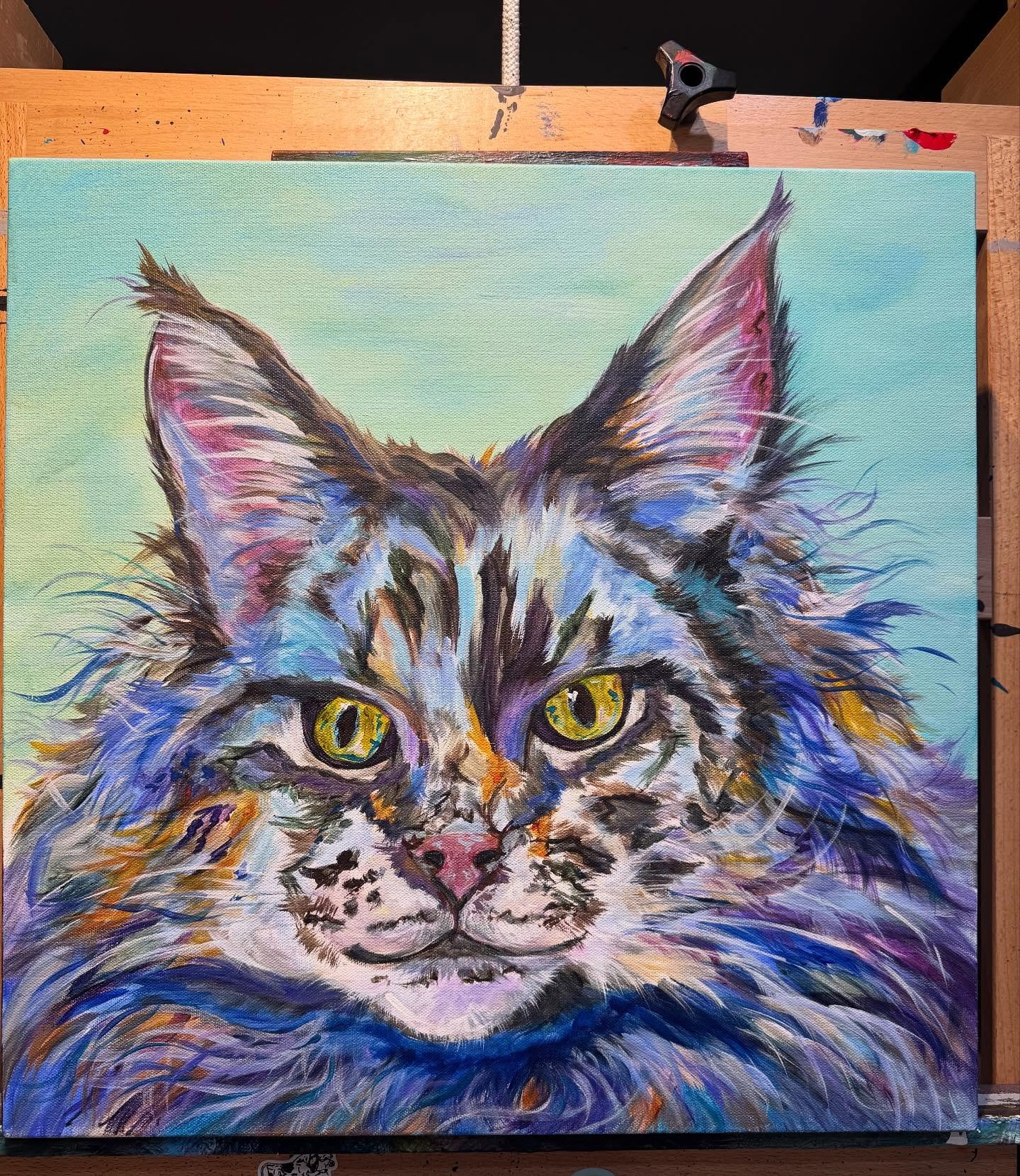 Meet Sasha!  MEOW
#cats_of_world #catpainting #cats #contemporaryart #catportraits #watchoutmice #commissionart #portrait #loveofportraits #paintfromyoursoul #animalsarethebest #mainecooncat #bigcatsofinstagram #fluffycatsofinstagram #largecat