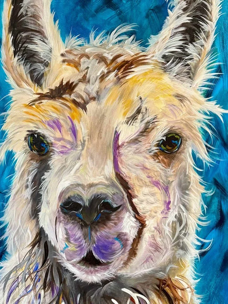 &ldquo;Ms. Finesse&rdquo; 48&rdquo; x 24&rdquo; #llamas #lama #camelid  #llamalove @lindaisraelart @smithklein #lindaisrael #art #painting #lovewhatyoudo #dowhatyoulove