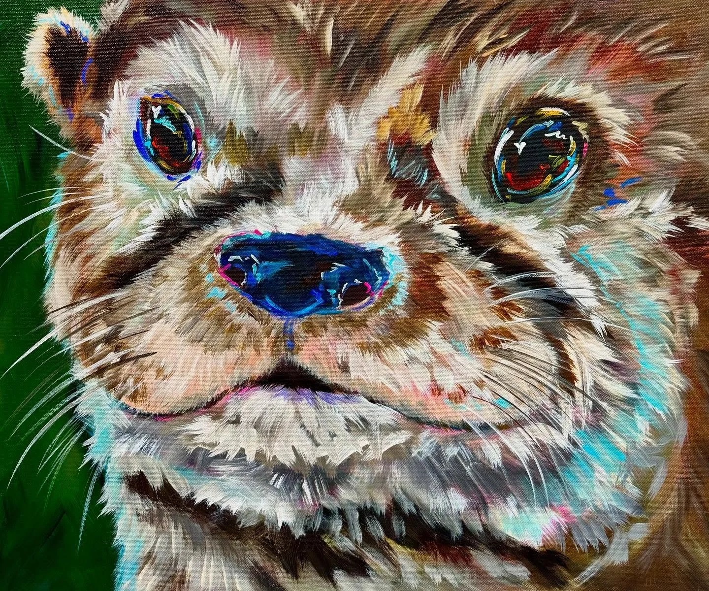 Newest otter just off the easel. 20&rdquo;x 24&rdquo; .  #otter #otterlovers #otterpainting #riverotter #artwork #wildlifepainting