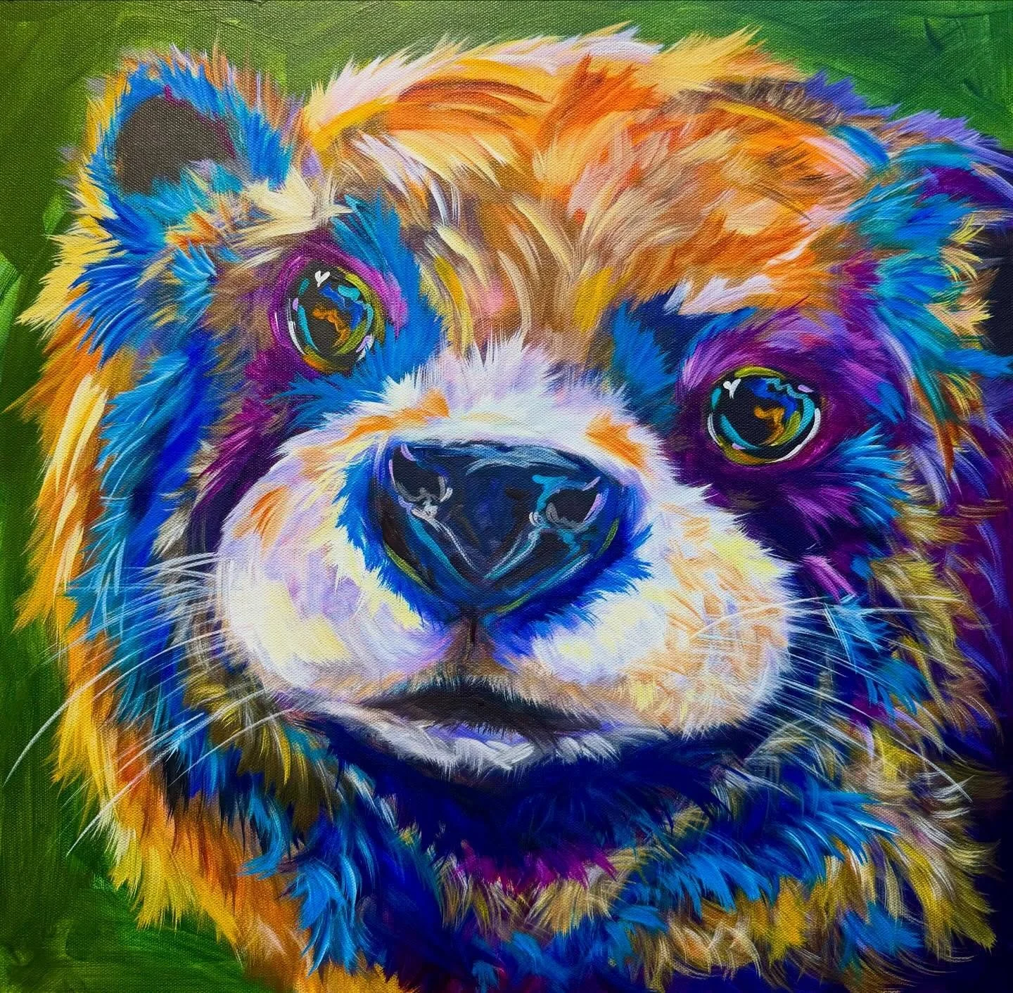 &ldquo;Splash&rdquo; 20&rdquo;x 20&rdquo;  #otter , #animal #painting #wildlifeart #riverotter #otters #lindaisrael #water