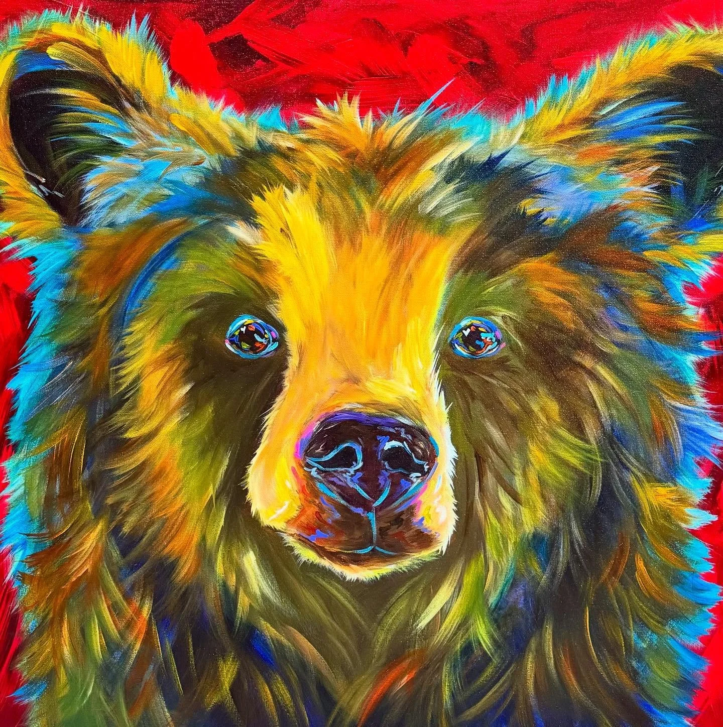 &ldquo;Honoring Your Inner Worth&rdquo;  30&rdquo; x 30&rdquo; 
#bearpainting #bears #artwork #painting #wildlifepainting #colorofcolor #lovewhatyoudo #liveyourdreams #paintwithcolor #interiordesign  #art #grizzlies