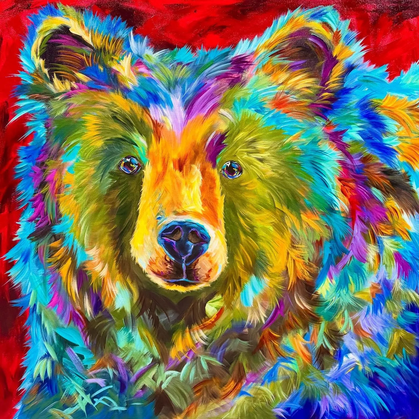 &ldquo;Wisdom From Our Feelings&rdquo;. 48&rdquo; x 48&rdquo; headed to Colorado @smithklein .
#bears  #grizzlies #painting  #art #artwork  #wildlifeart  #colorado #bearpainting  #interiordesign  #artforyourhome #animalart #paintfromyoursoul #loveofc
