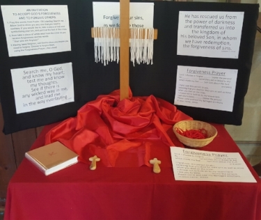 A prayer station from The Lord's Prayer trail in May 2017.