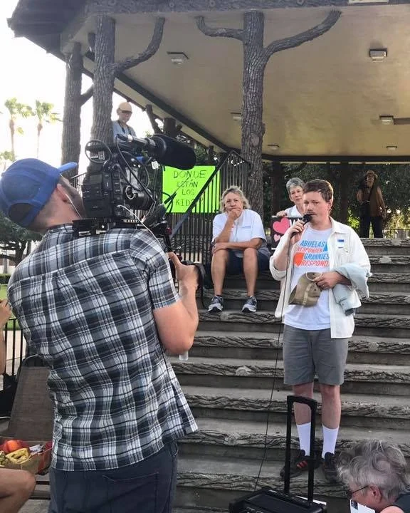 Speaking out on family detention at the border in McAllen, Texas.
