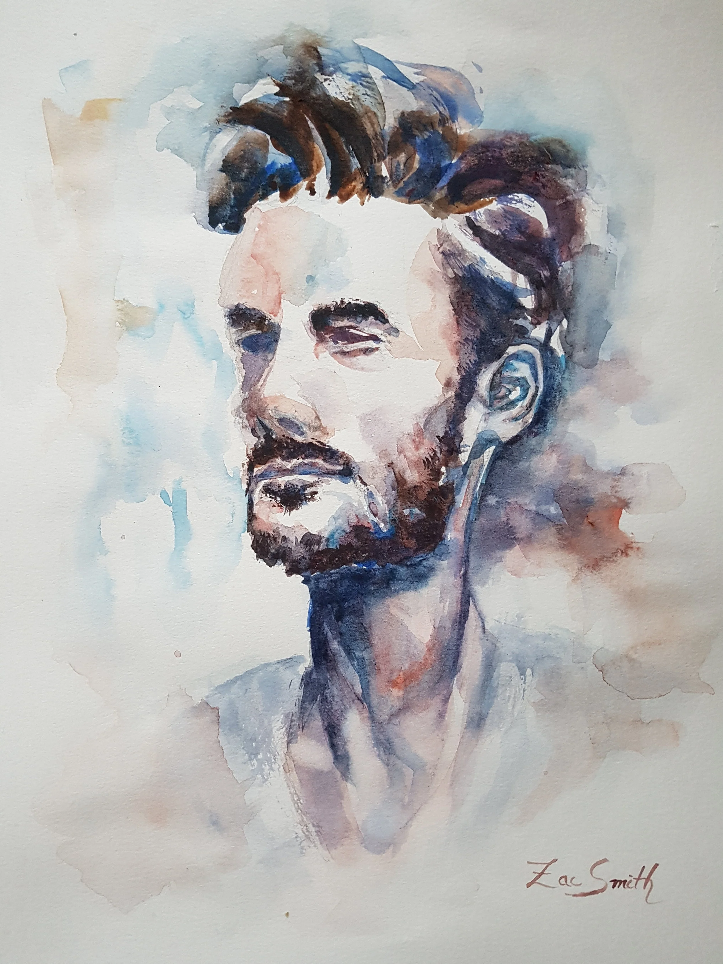 "Hipster Abe Lincoln" 11x8.5" I posted an episode of Passion Projects about how this painting came to be ( link to that episode here ). It was the first time I painted a portrait, and I chose a black and white reference photo from the internet at random. In the end, it turned out to look like a younger, more hip Abraham Lincoln, and it's still one of my favorite paintings for how it came from such a happy accident.