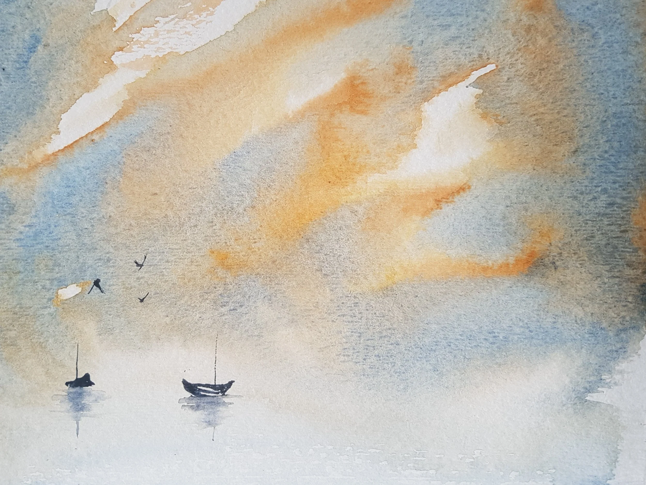 "Orange Sky Vignette" 3x4"