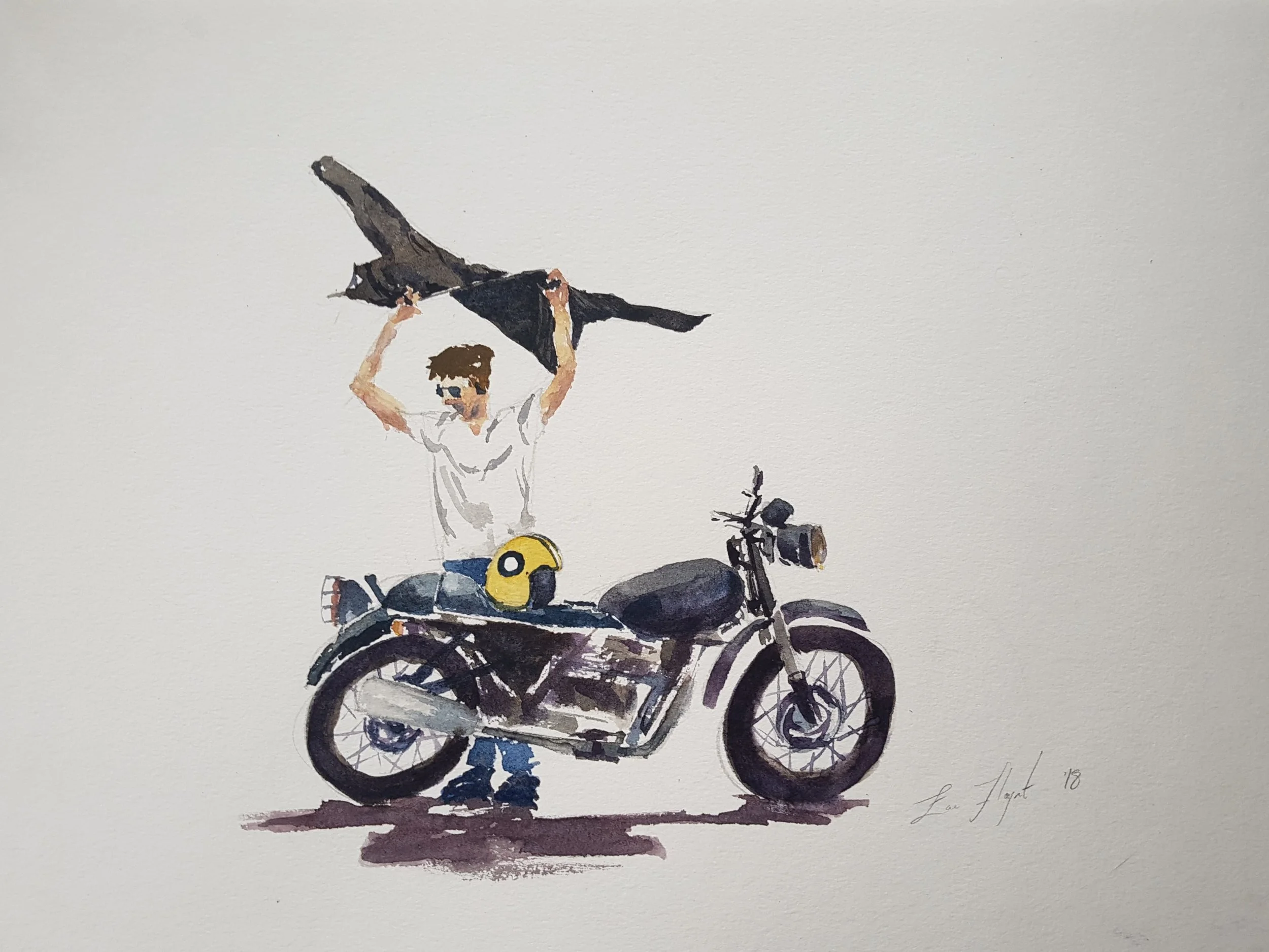 “Leather and burnt rubber” 11x14”