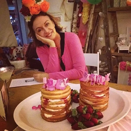 Yours truly, surrounded by birthday cakes!