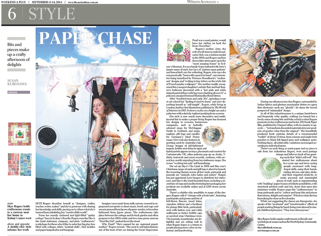 Article in the Australian, by Susan Kurosawa, 2014
