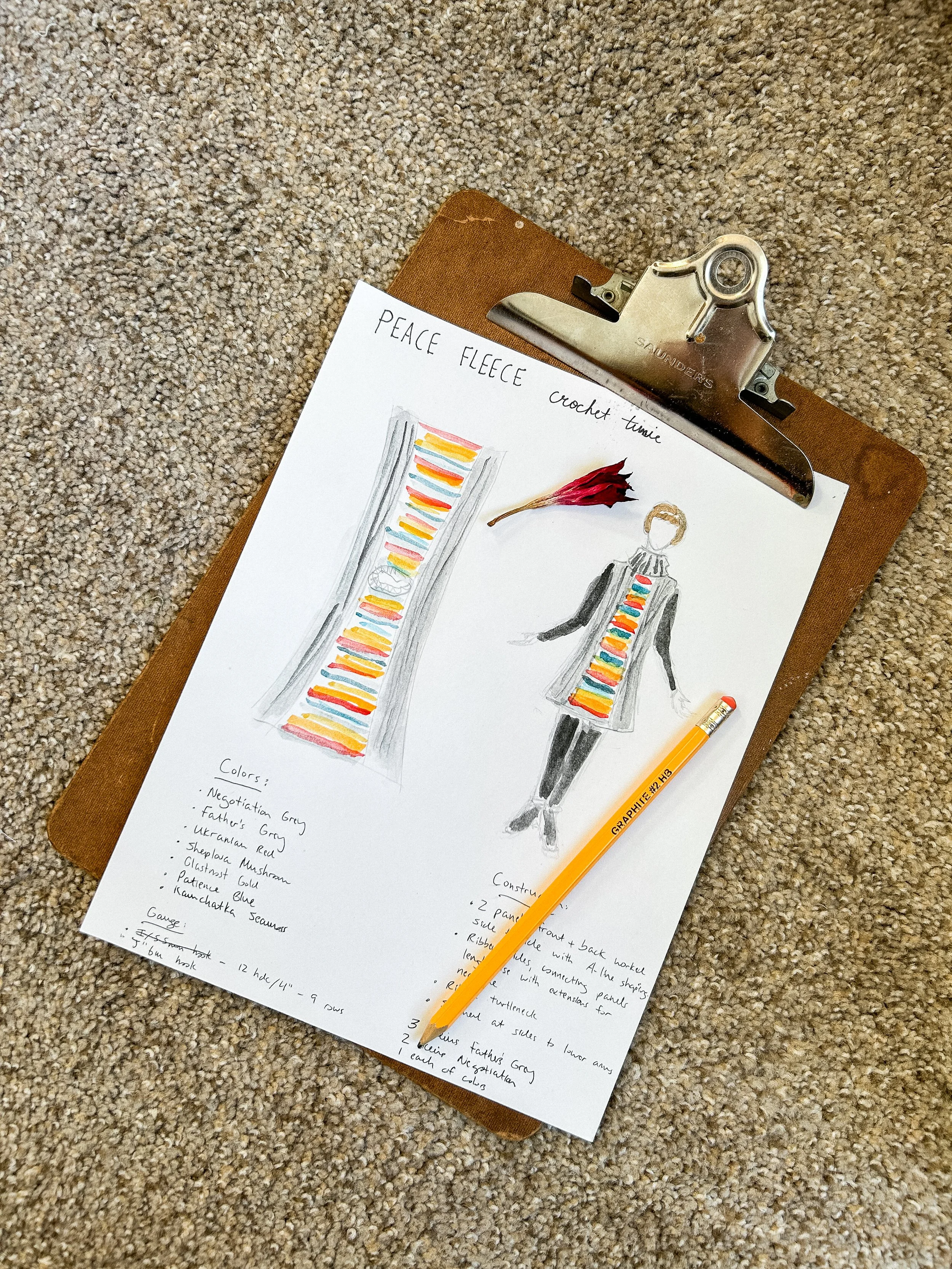 hand drawn knit and crochet fashion design