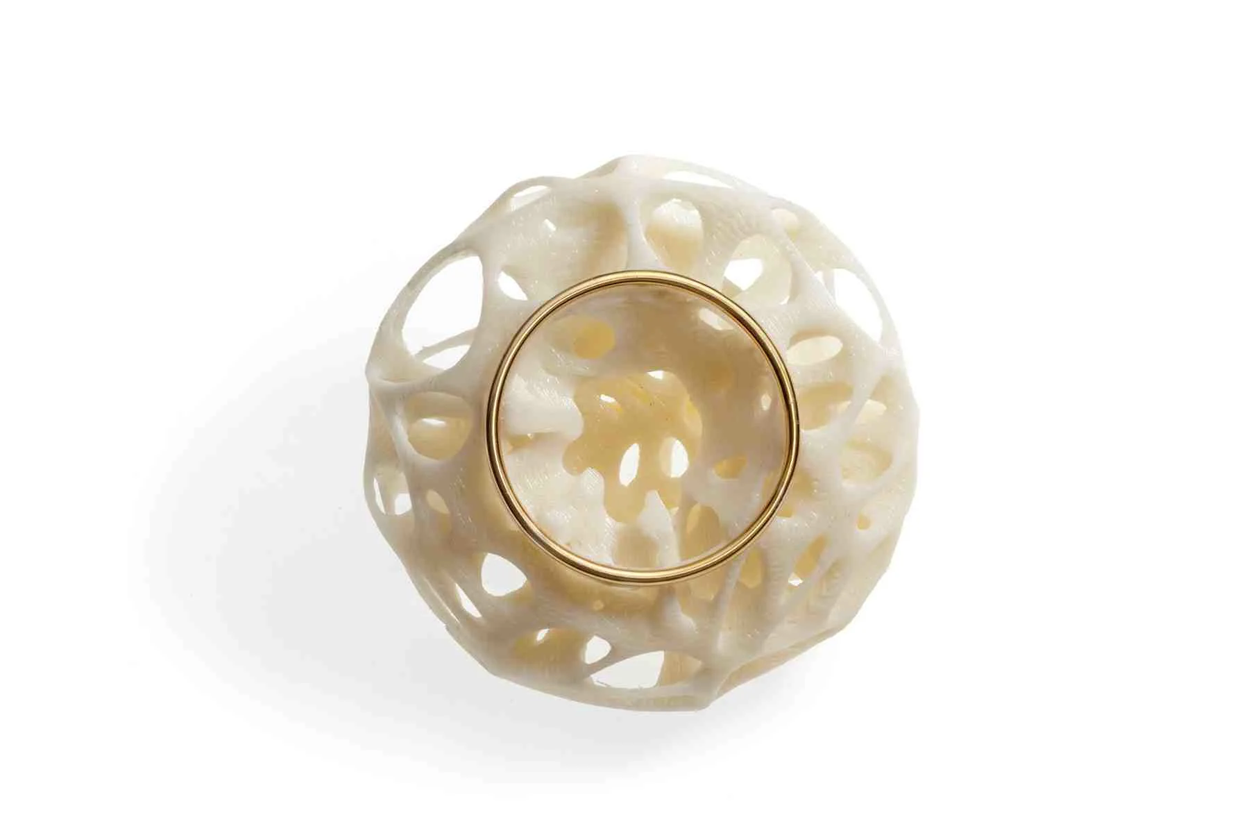 Mellitus | 100 mg/dl, Ideal Blood Glucose, Captured live data from sub-dermal glucose monitor. Bracelet, 2011, ABS Fused Deposition Modeling (FDM) & 18K Gold vermilion, 2.5 x 2.5 x 1.25 in.