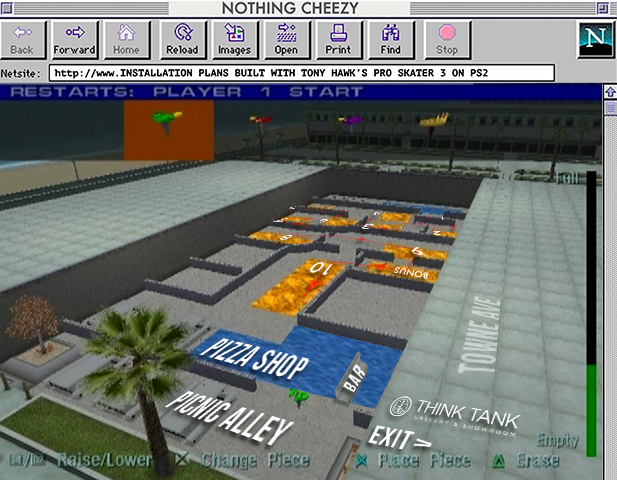 Installation Plans for 11 TBA environmental designs. Click to expand image and enjoy some PS2 era graphics!